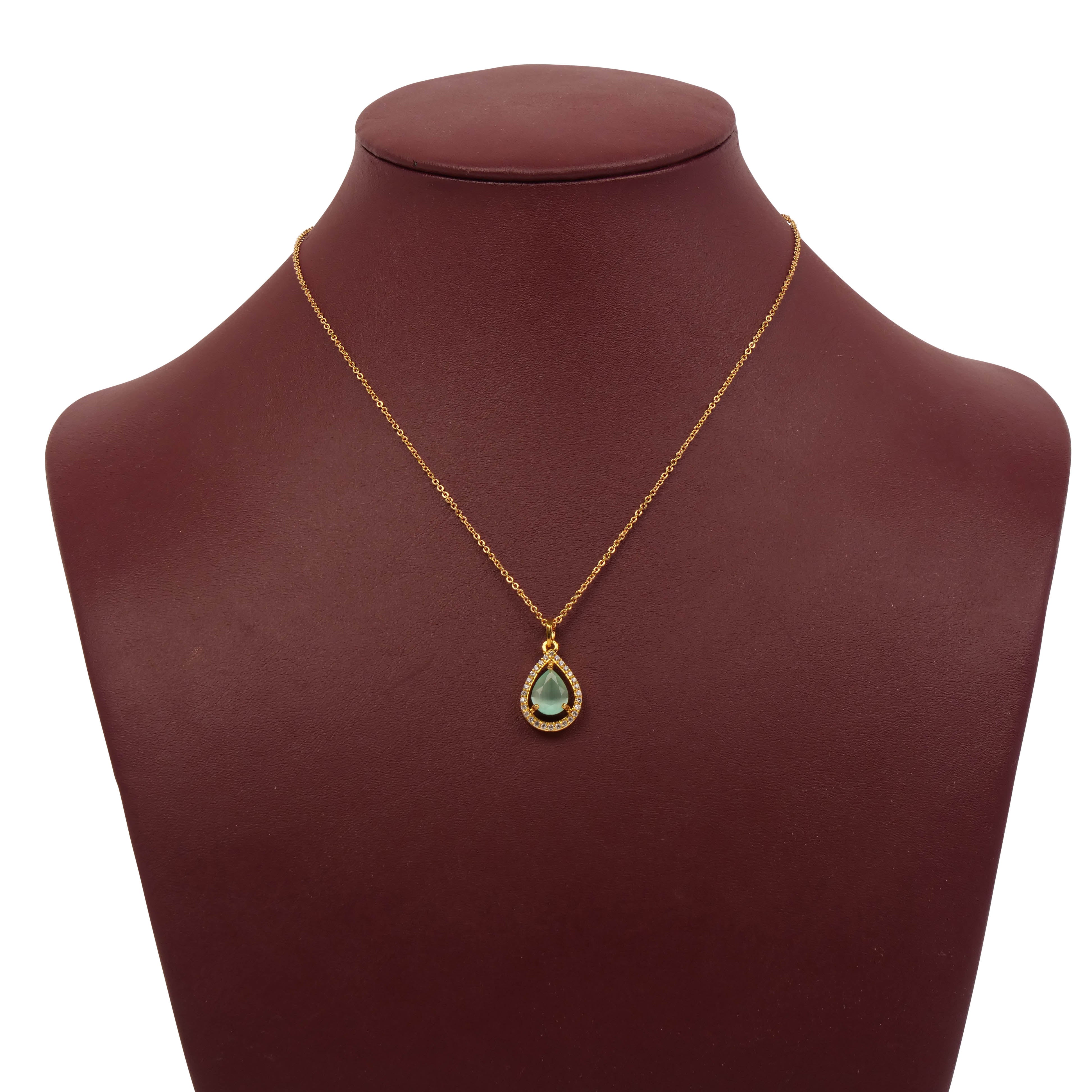 Erin Cubic Zirconia Teardrop Pendant Set in Mint