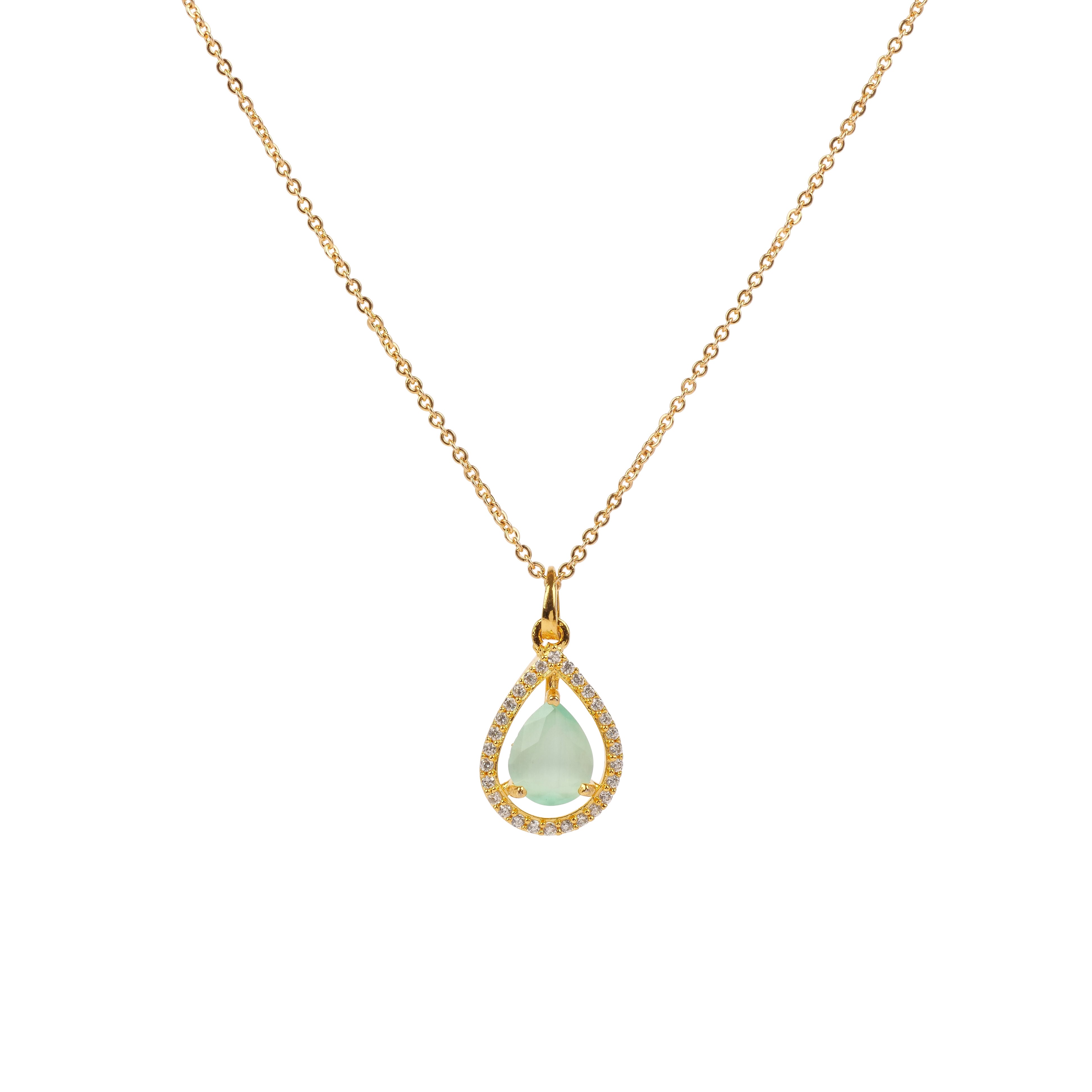 Erin Cubic Zirconia Teardrop Pendant Set in Mint