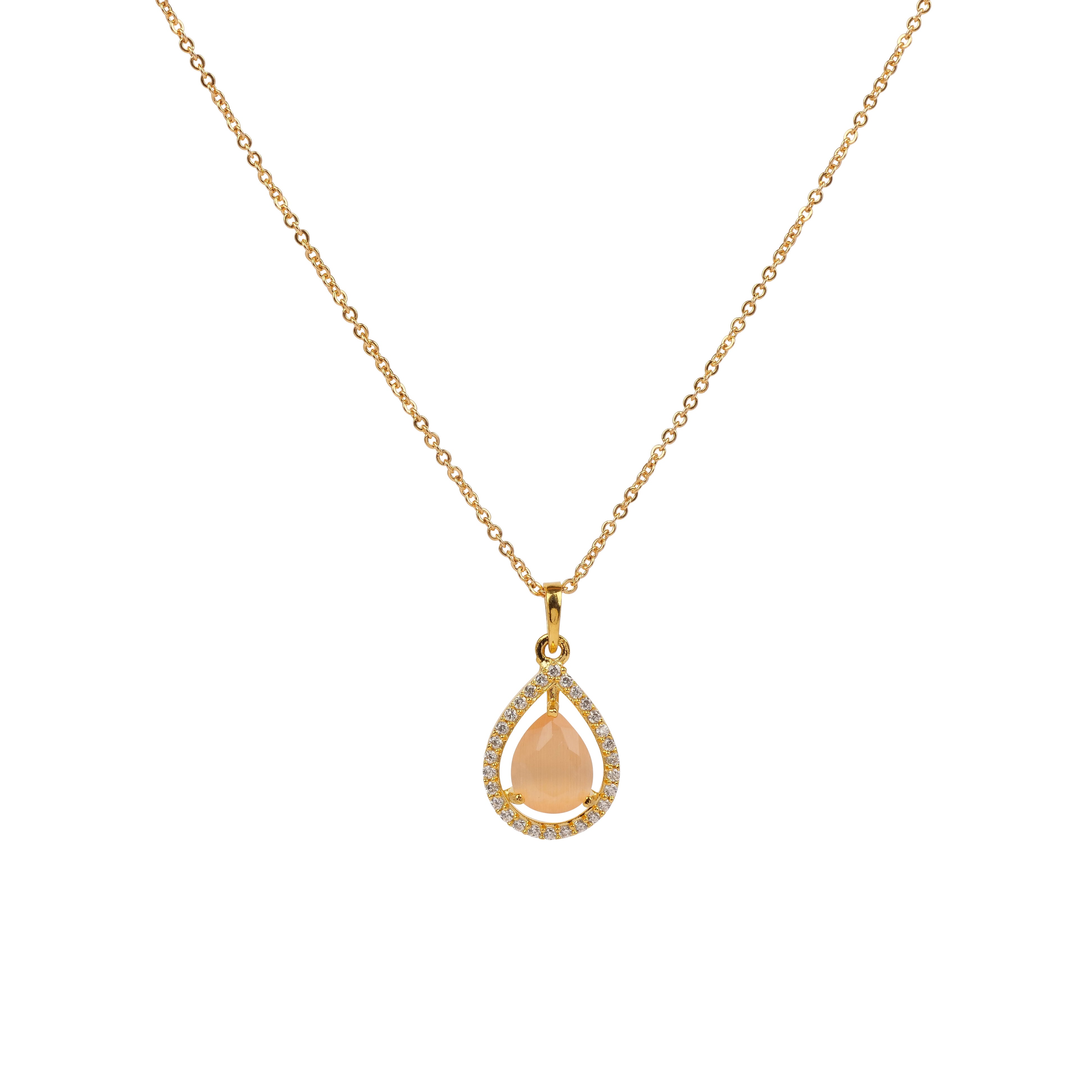 Erin Cubic Zirconia Teardrop Pendant Set in Light Topaz