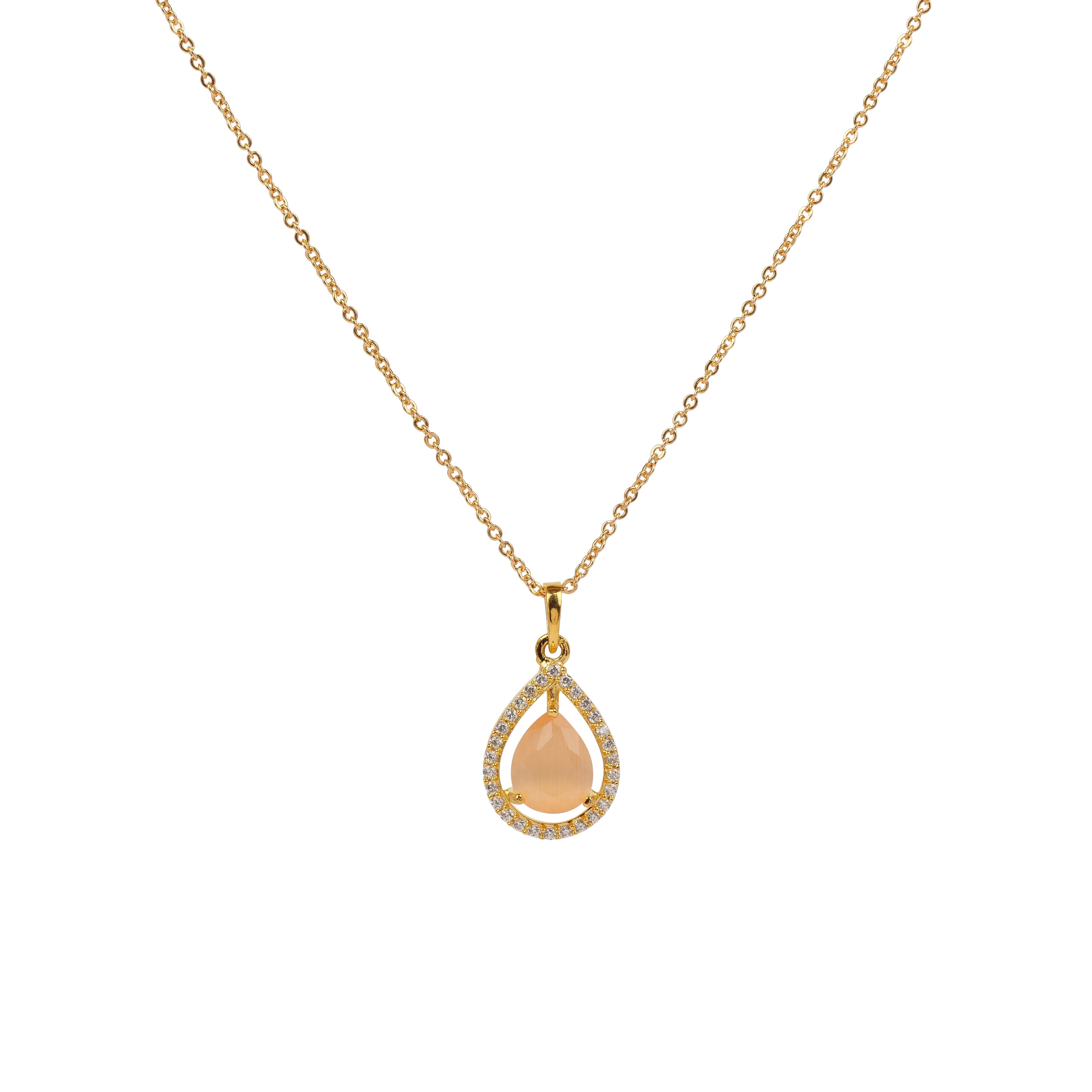 Erin Cubic Zirconia Teardrop Pendant Set in Light Topaz