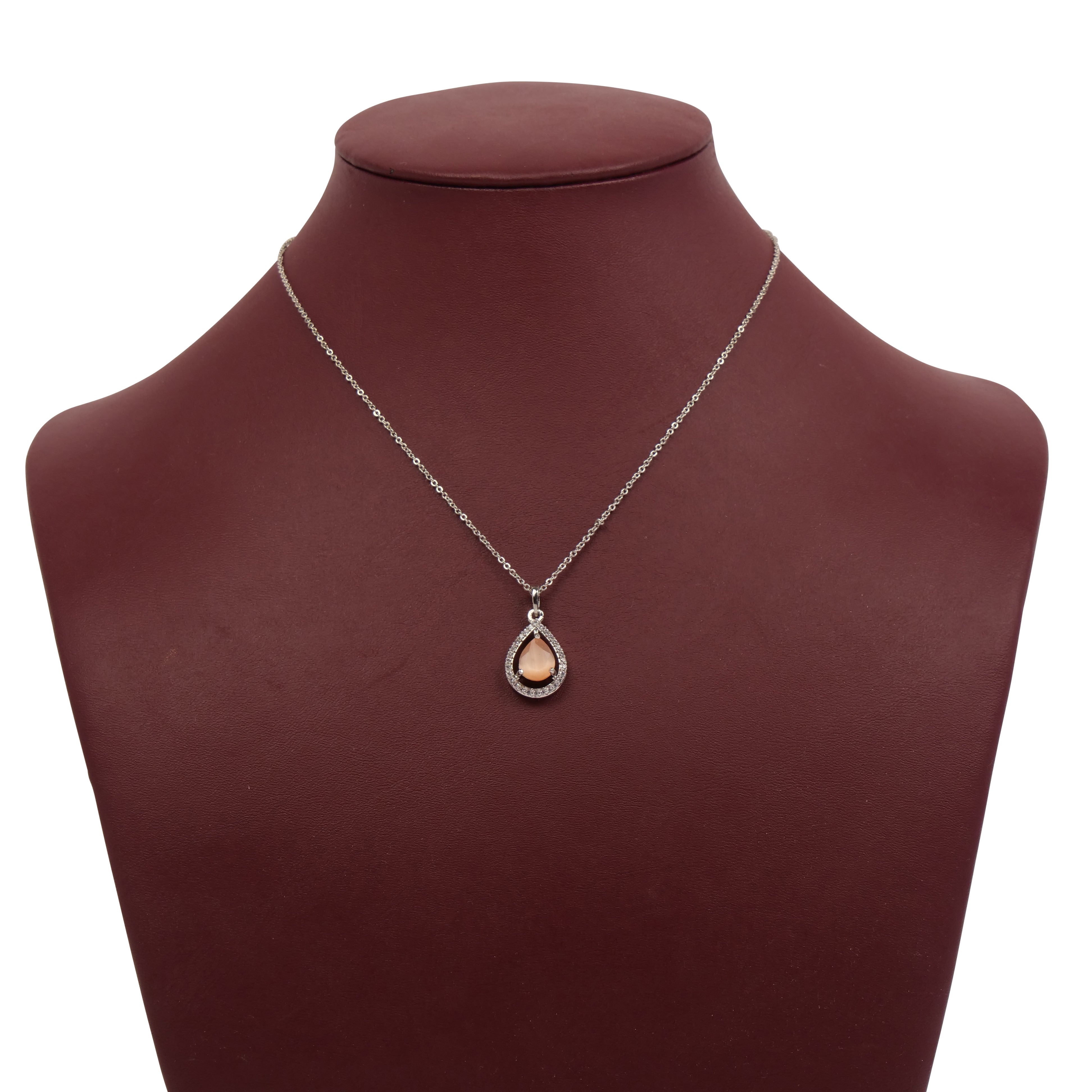 Erin Cubic Zirconia Teardrop Pendant Set in Light Topaz and Rhodium