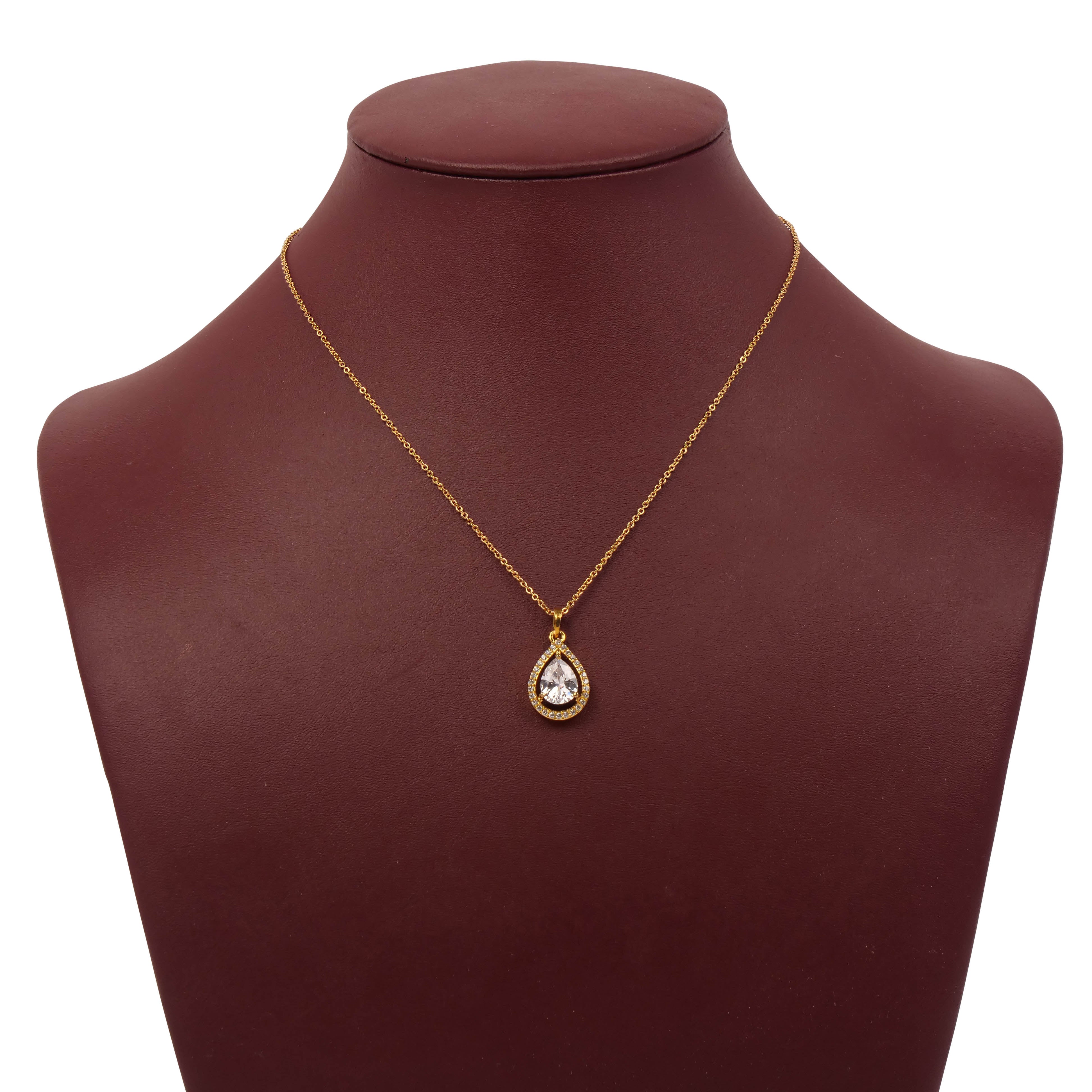 Erin Cubic Zirconia Teardrop Pendant Set in White