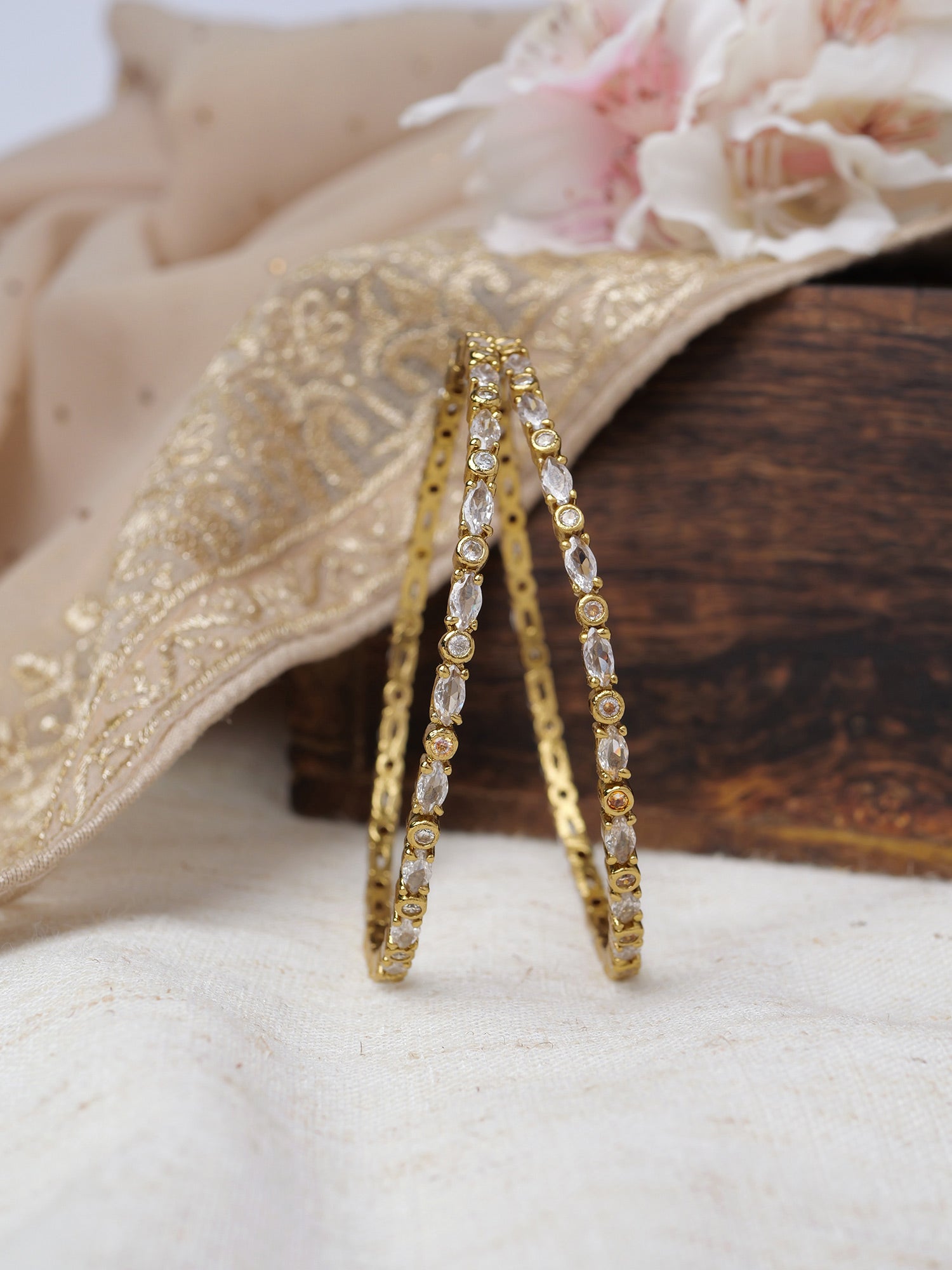 Celina Cubic Zirconia Bangles in White