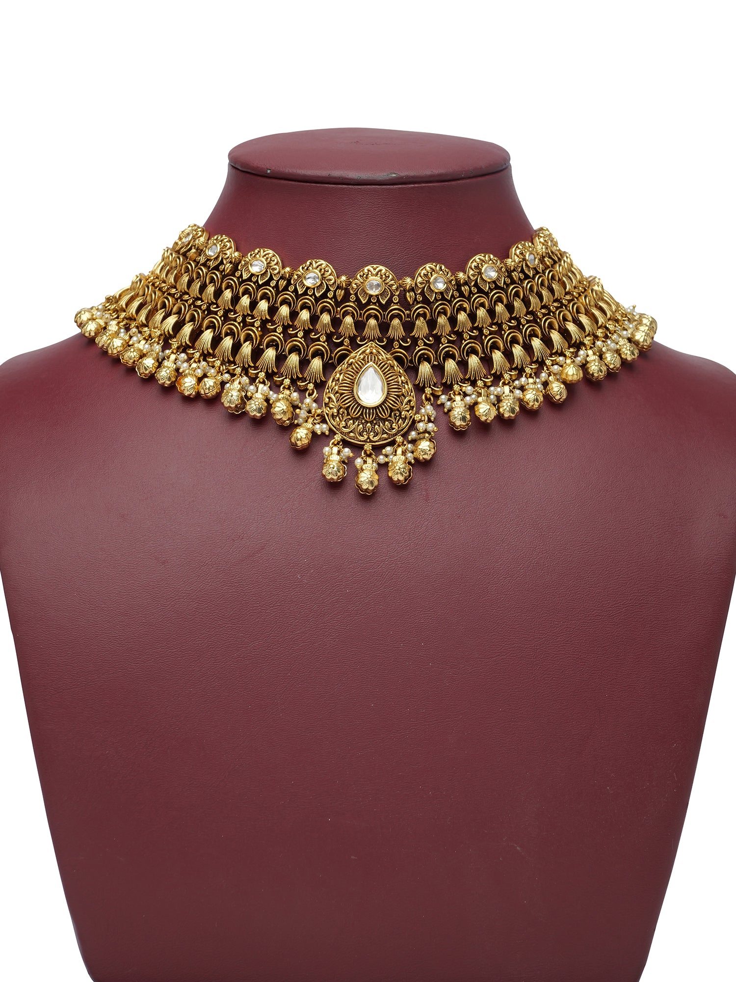 Chandrika Kundan Bridal Necklace Set in White