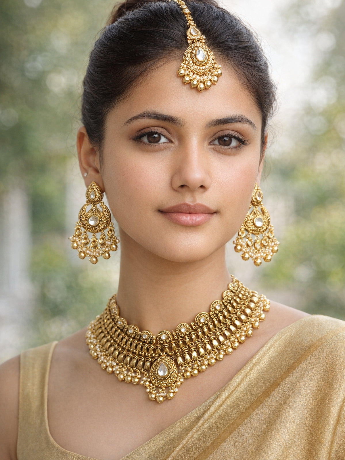 Chandrika Kundan Bridal Necklace Set in White