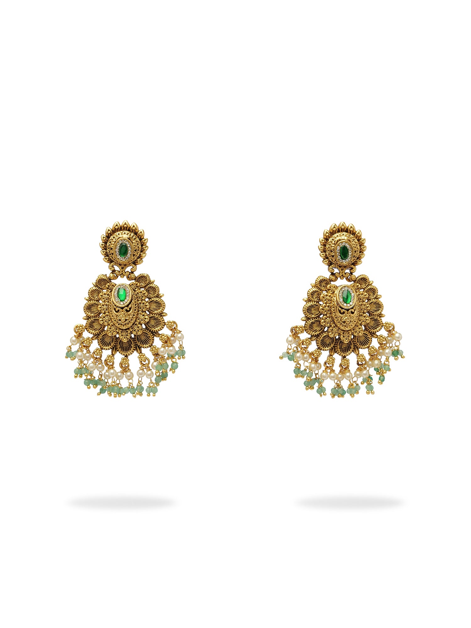 Charita Necklace Set in Green and Pearl
