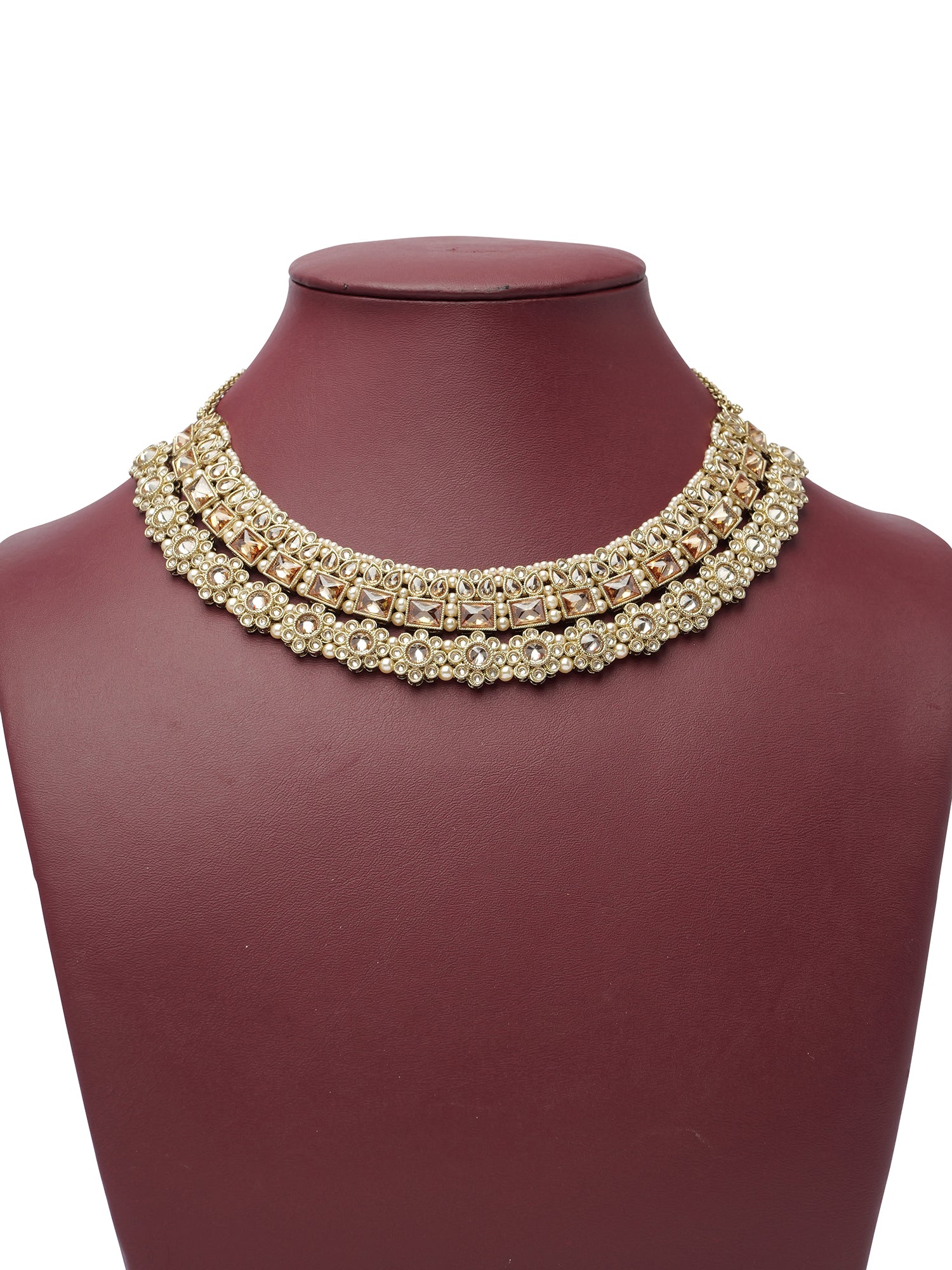 Charu Necklace Set in Pearl and Champagne