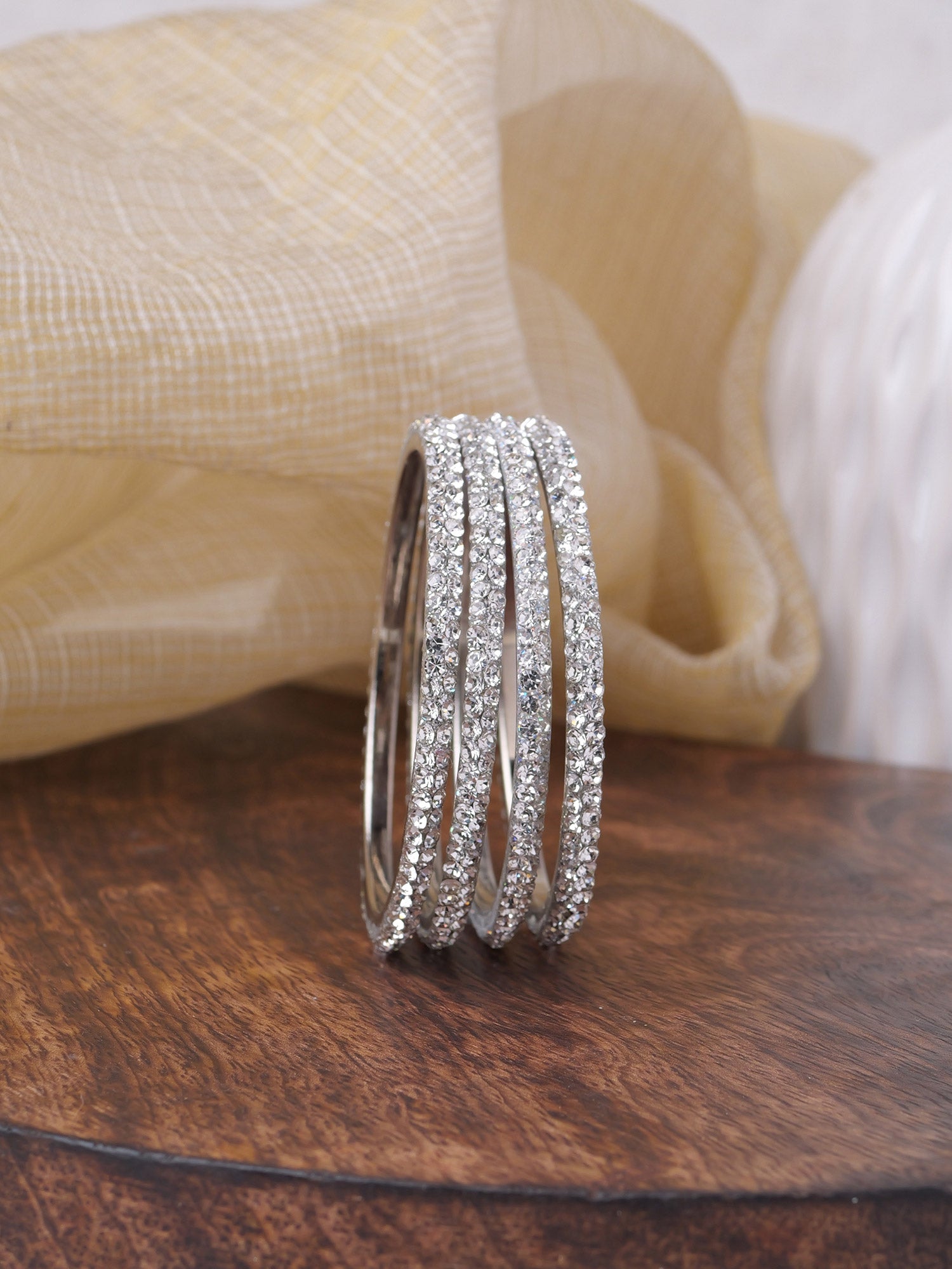 Children’s Diamante Lakh Bangles in Rhodium