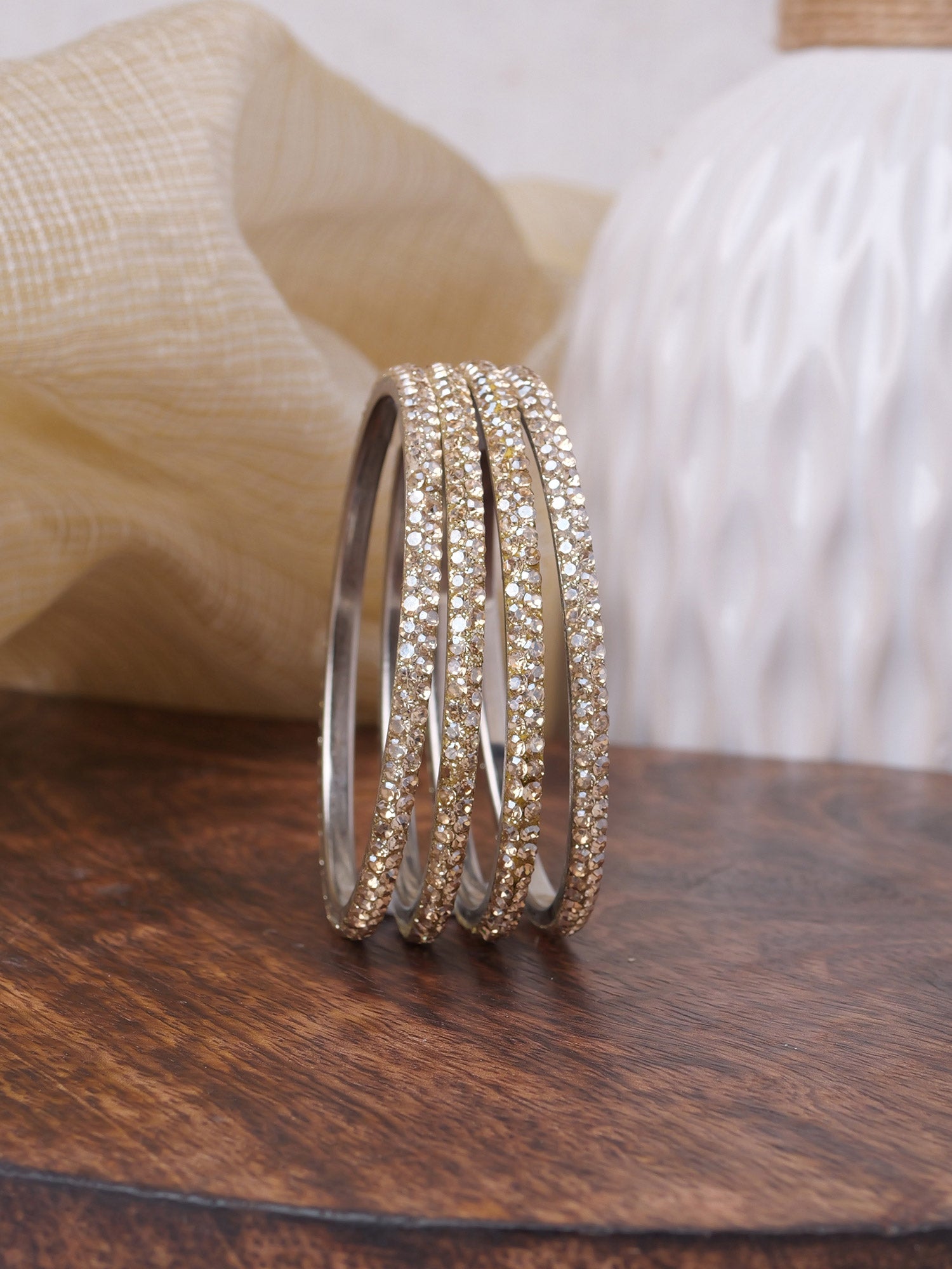 Children’s Diamante Lakh Bangles in White