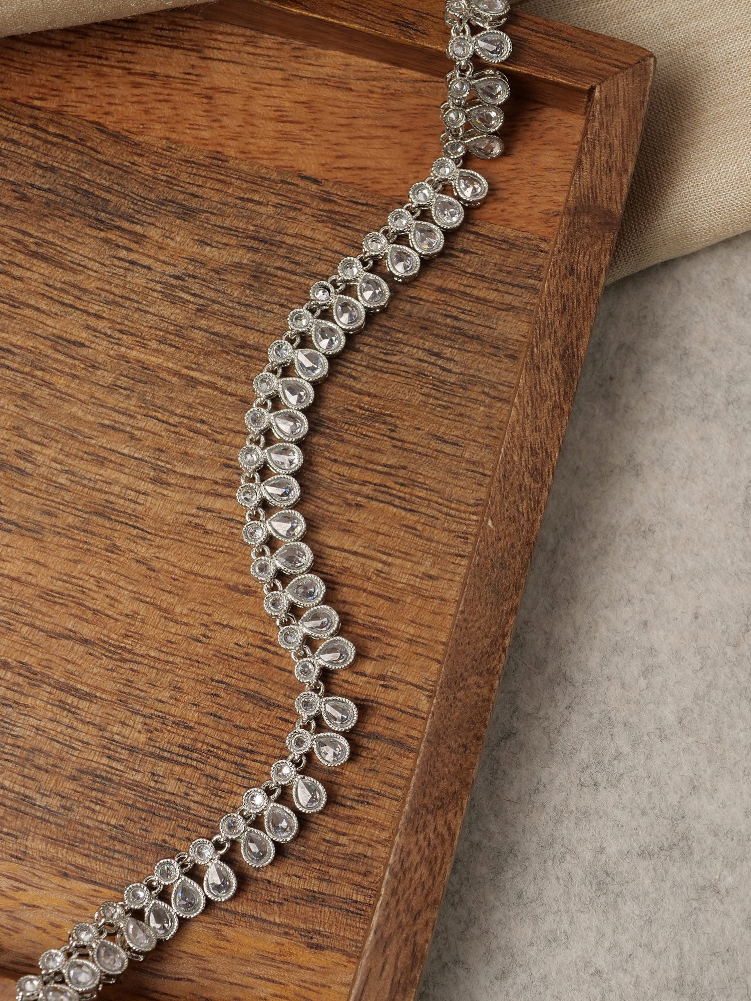 Crystal Drop Anklet in Rhodium