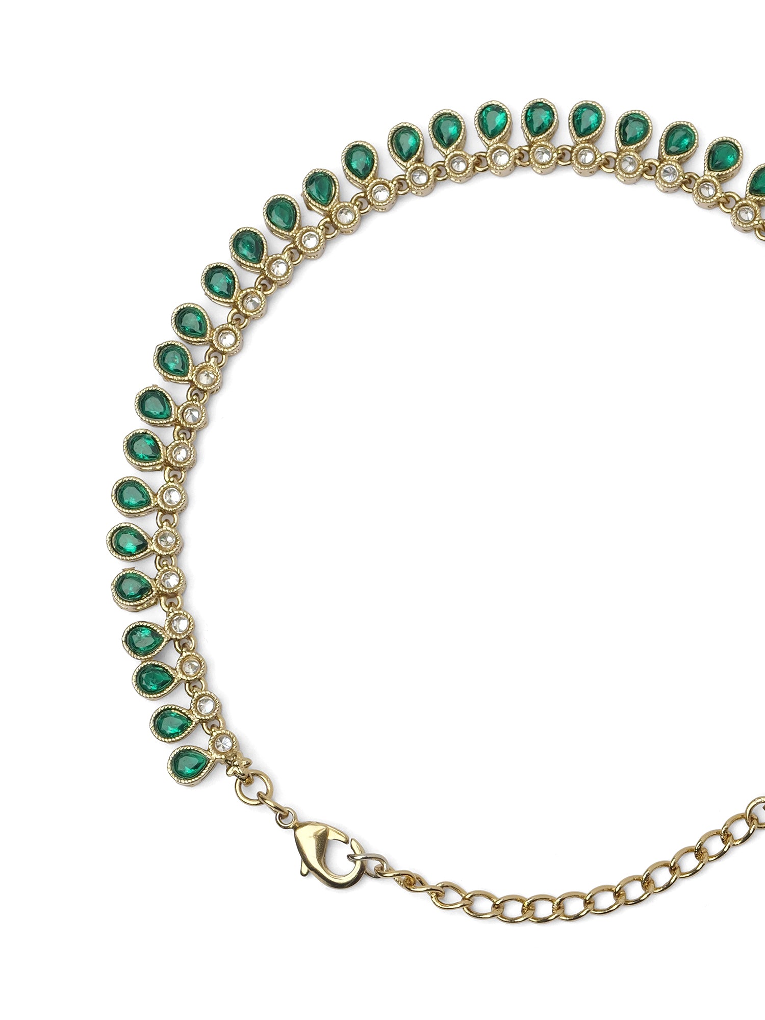 Crystal Drop Anklet in Green