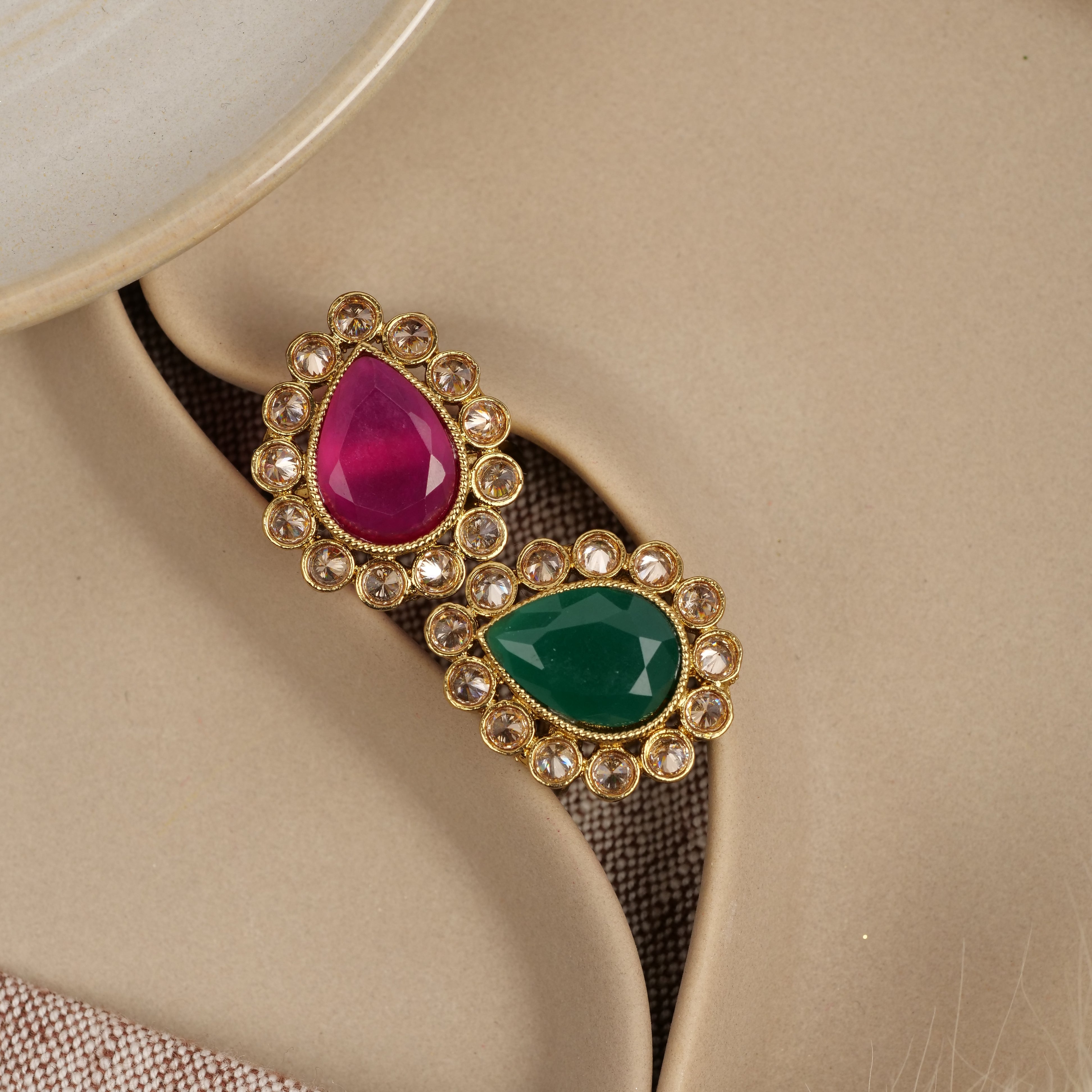 Delicate Pear Ring in Green
