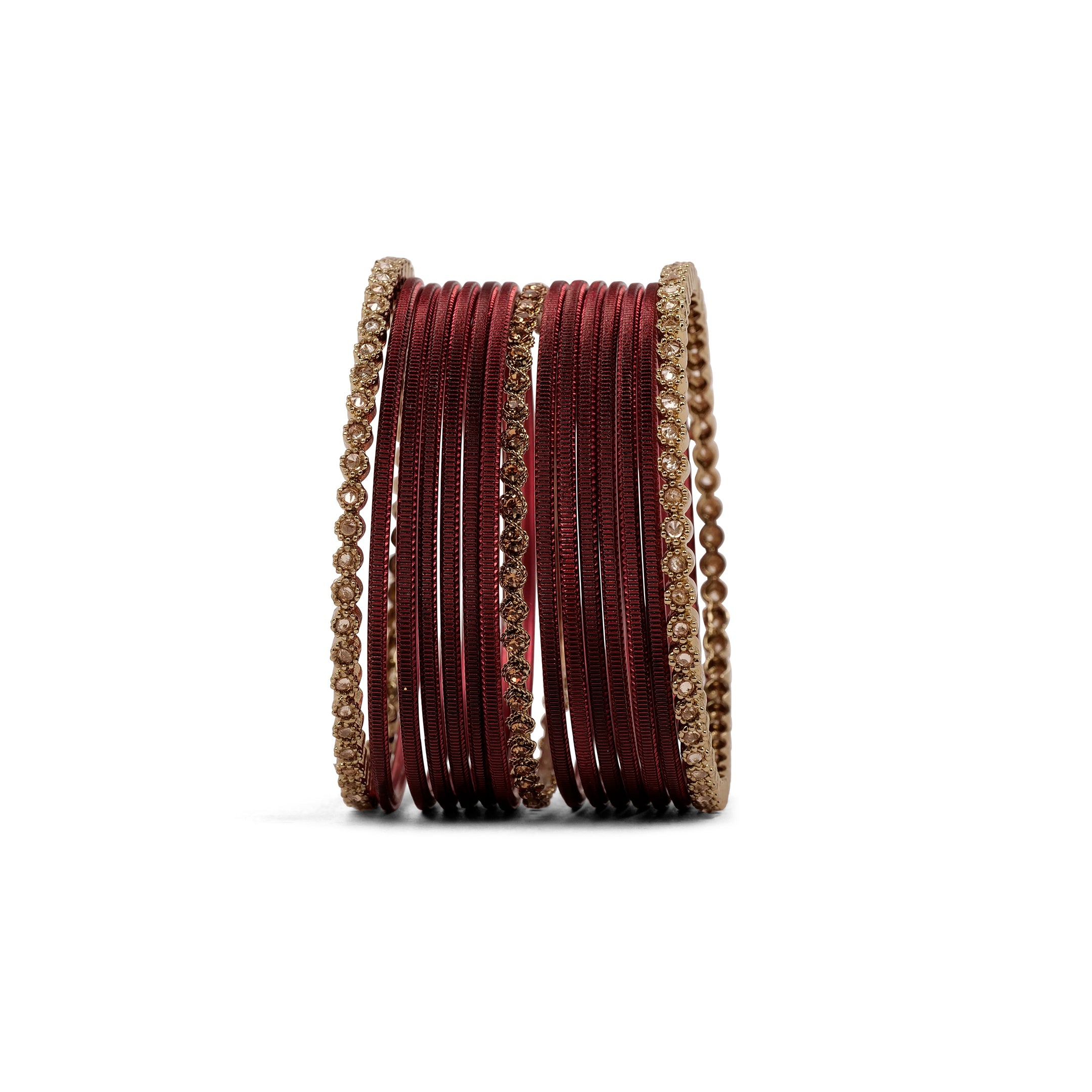 Radiant Bangle Set in Maroon 