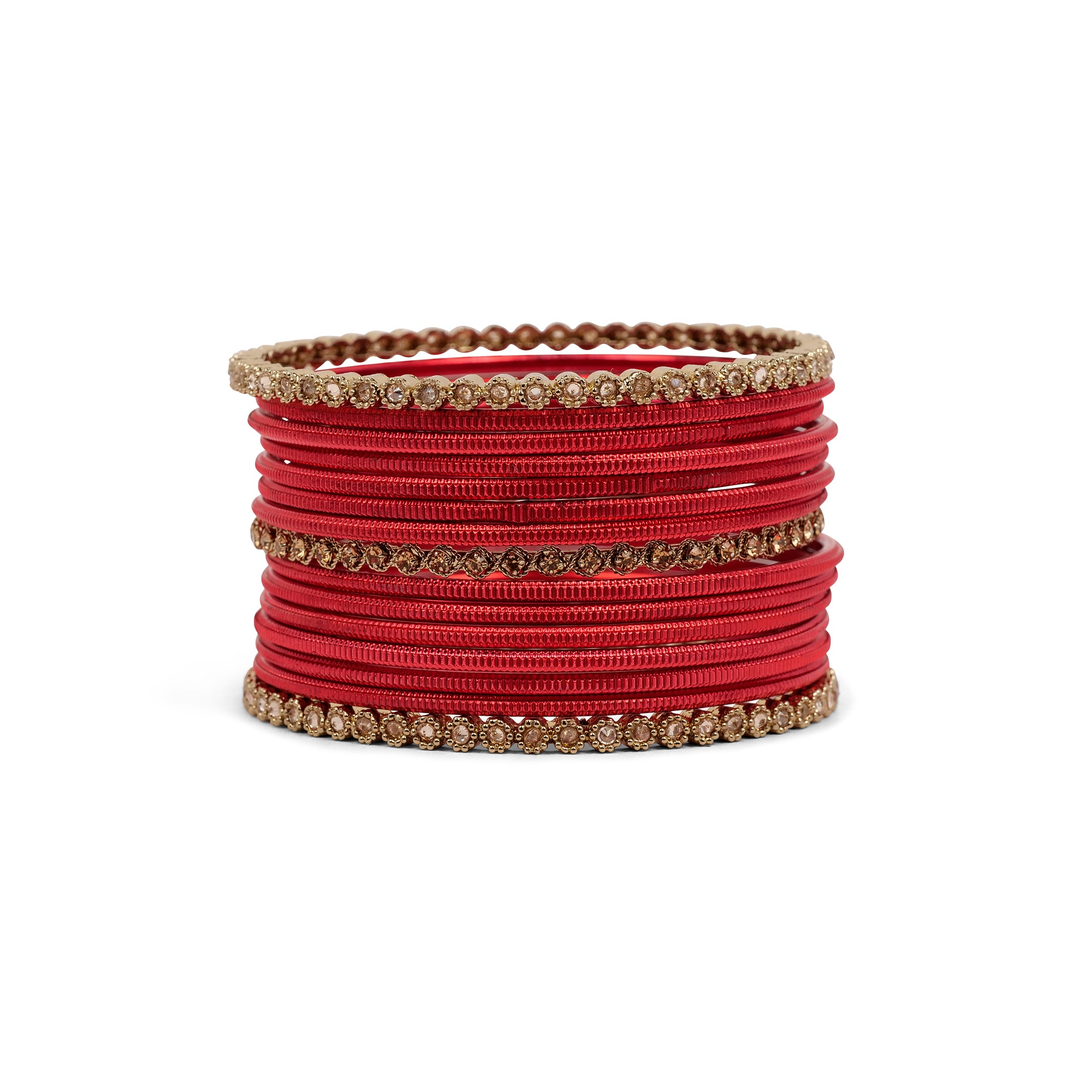 Radiant Bangle Set in Red 