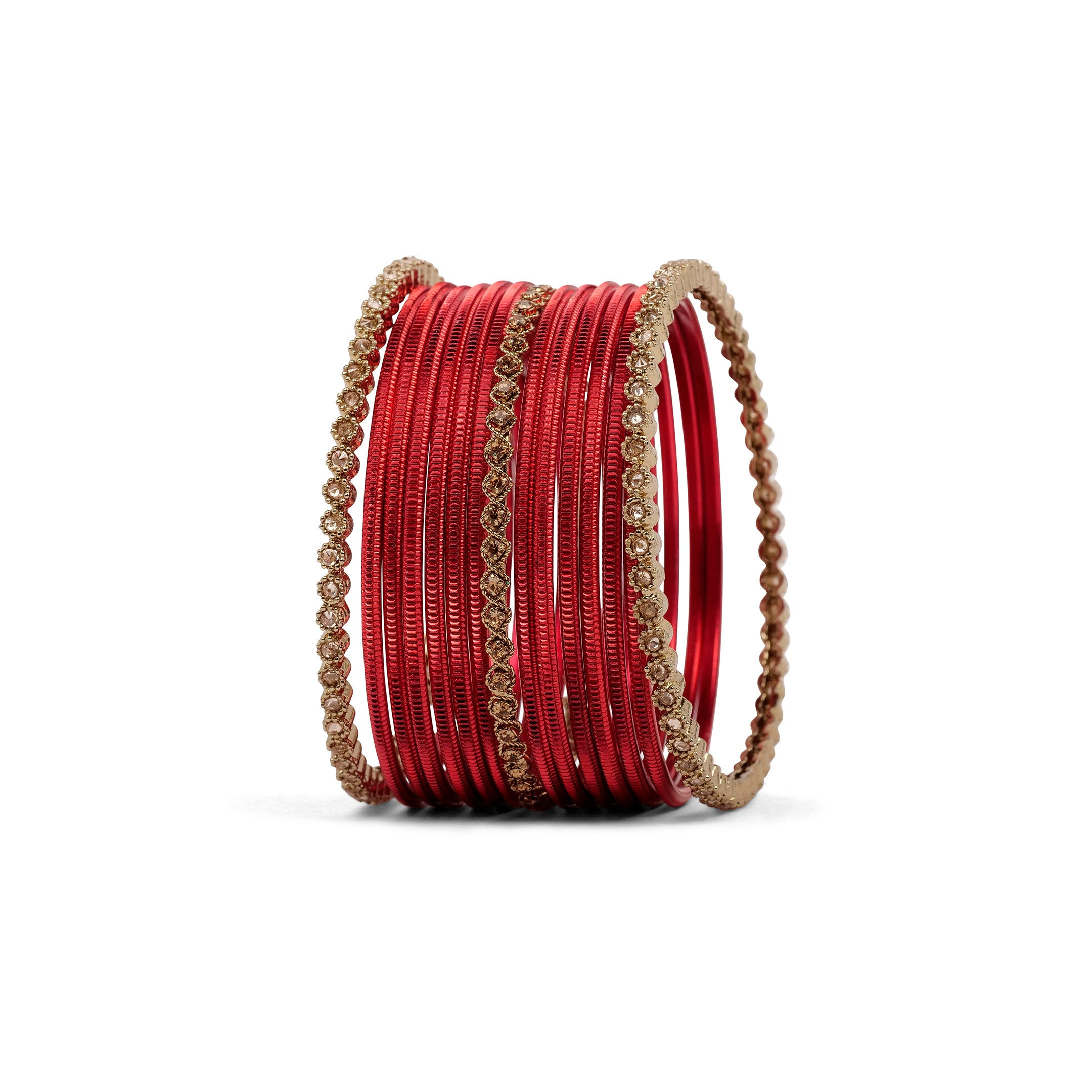 Radiant Bangle Set in Red 