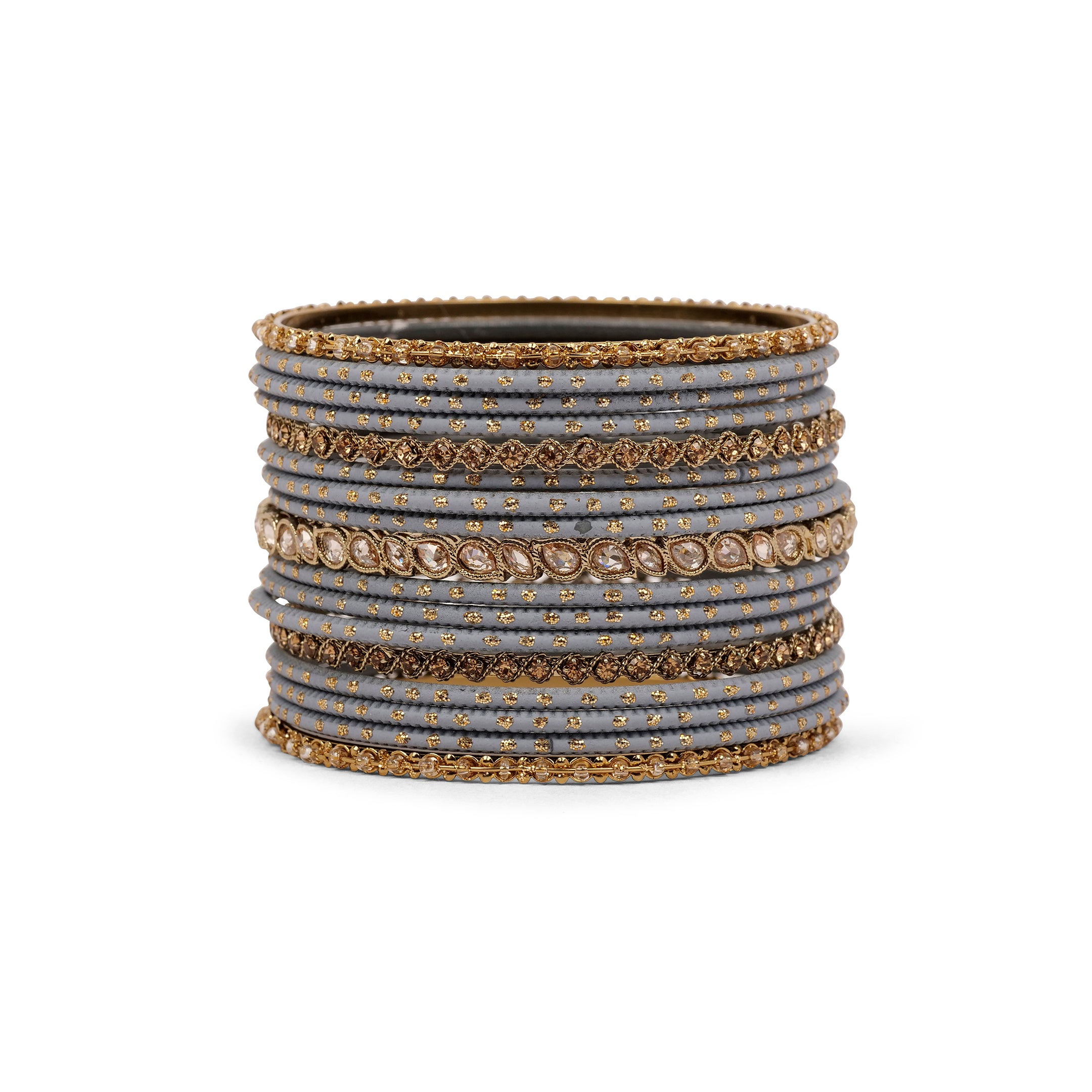 Ethnic Bangle Set in Grey