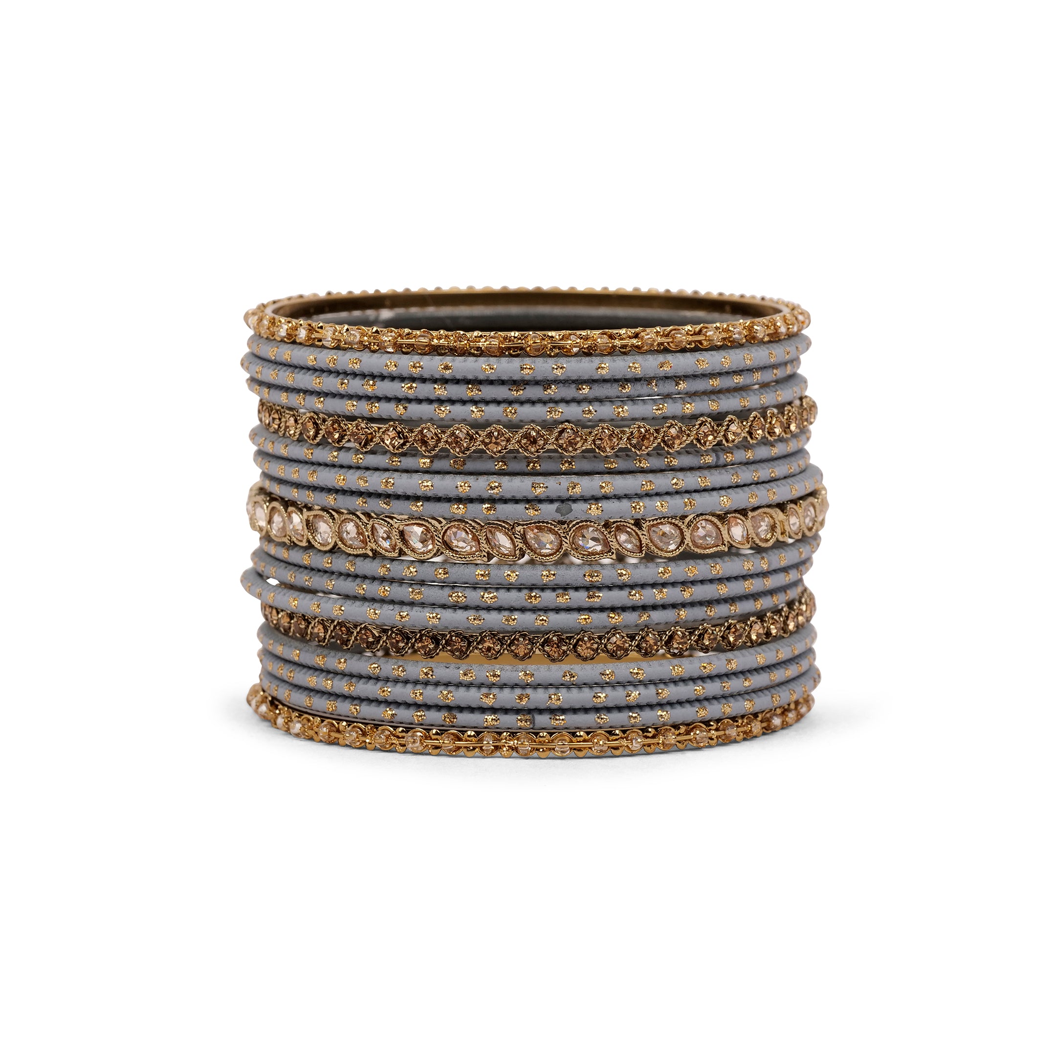 Ethnic Bangle Set in Grey 