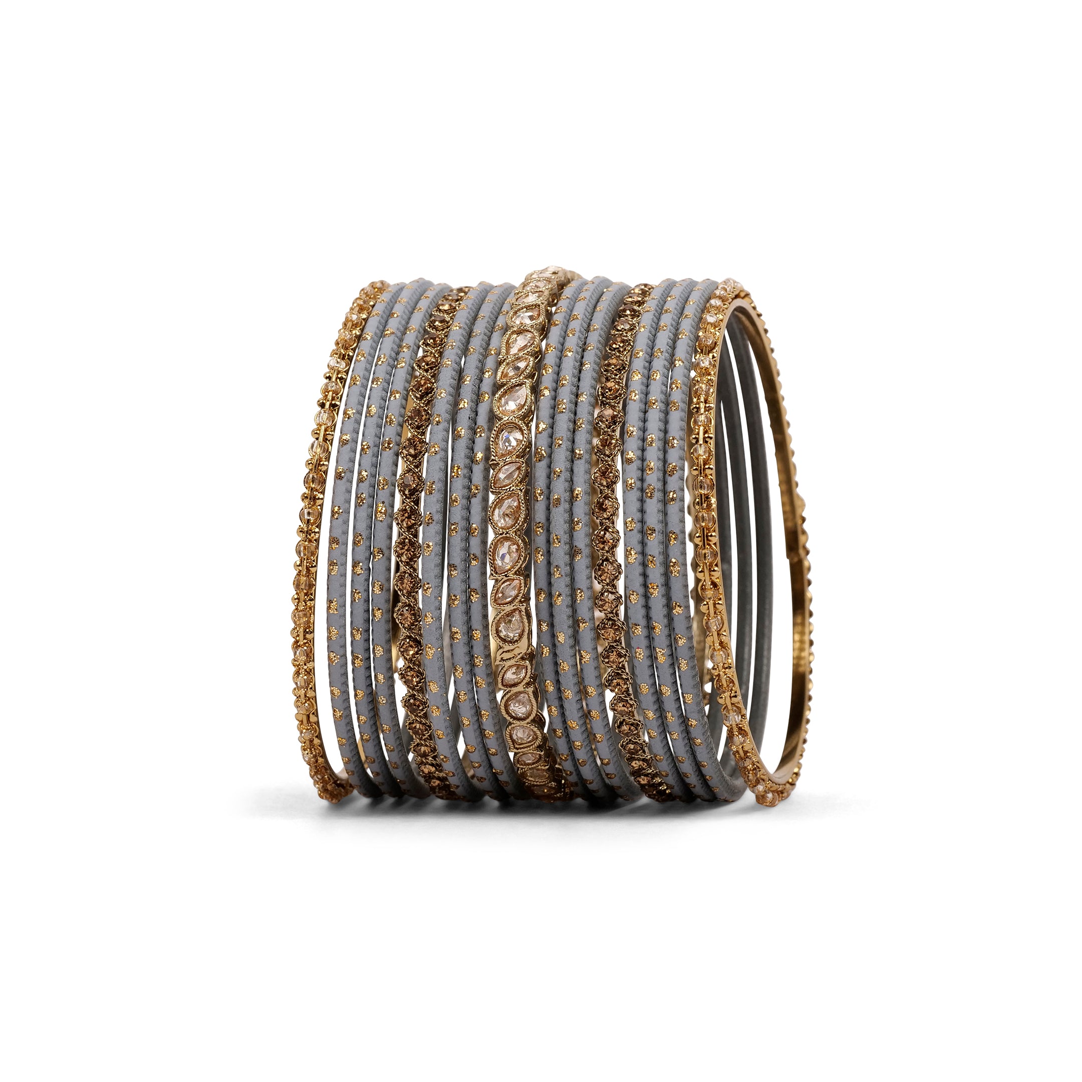 Ethnic Bangle Set in Grey
