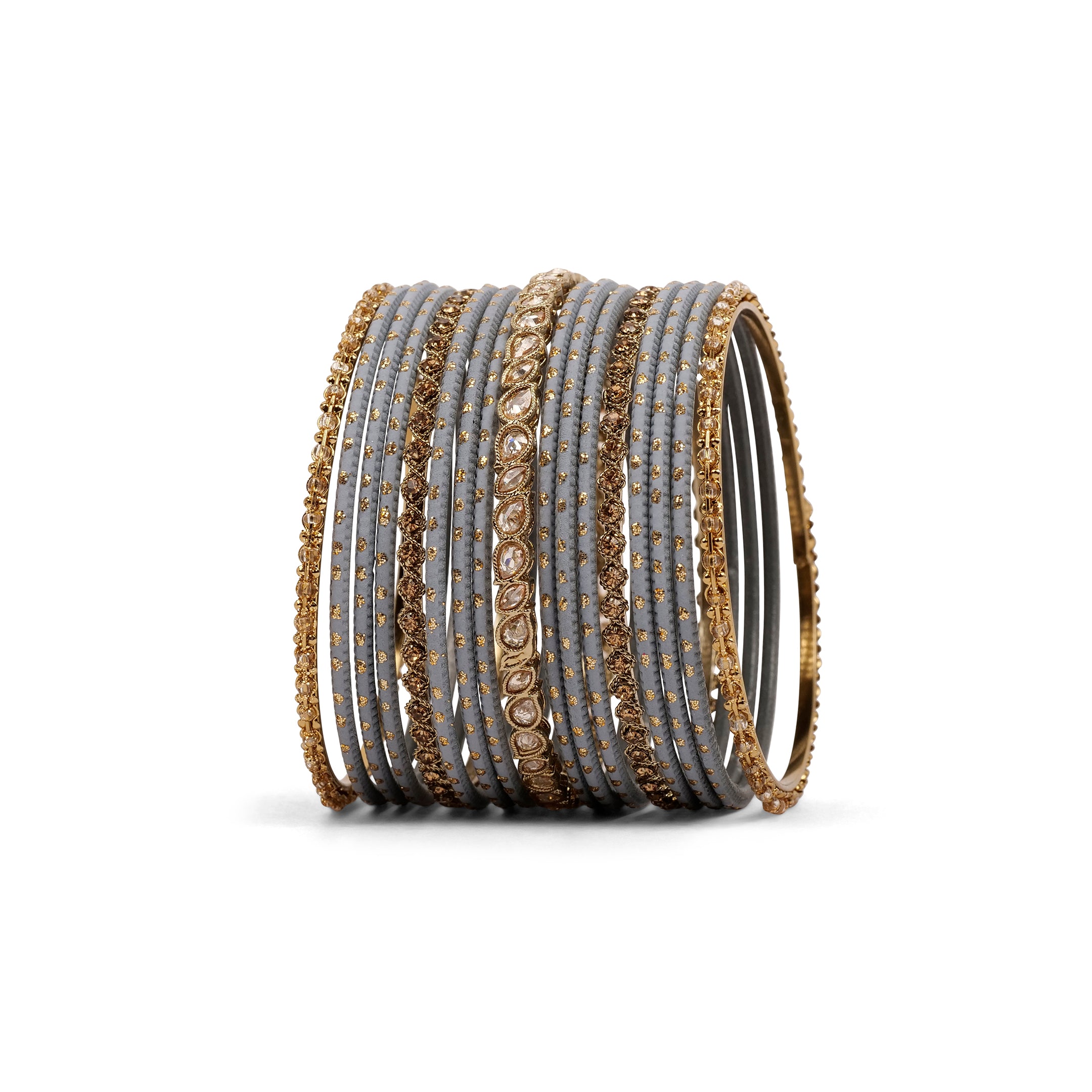 Ethnic Bangle Set in Grey 