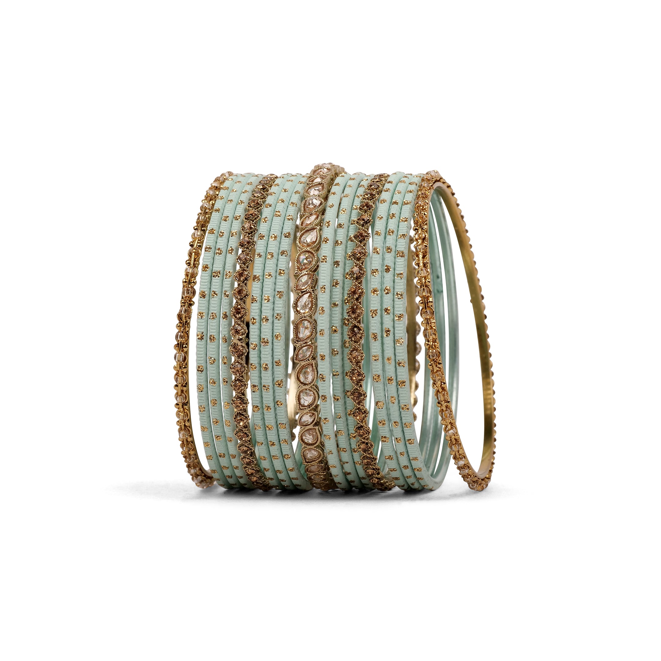 Ethnic Bangle Set in Light Blue 