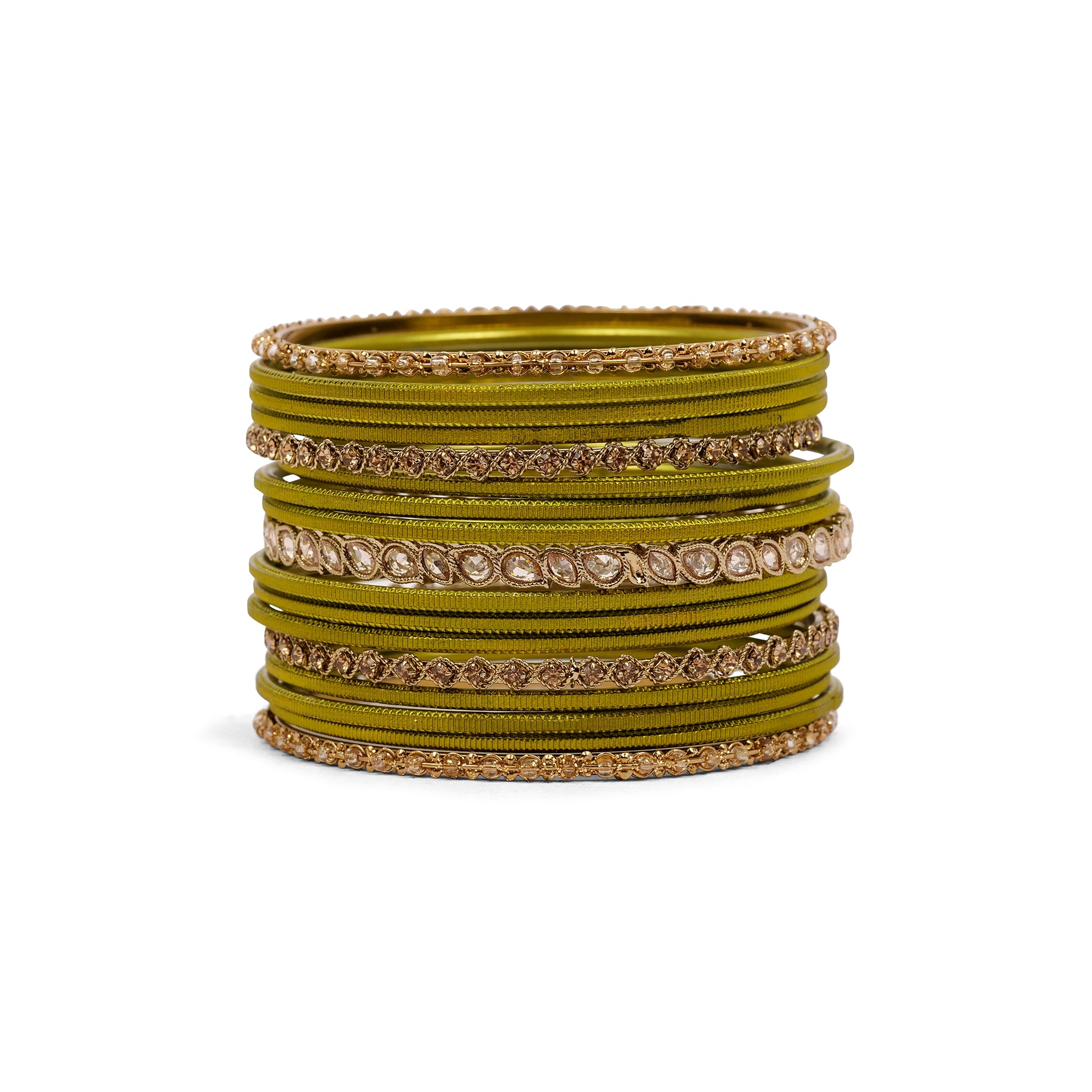 Ethnic Bangle Set in Mehndi Green