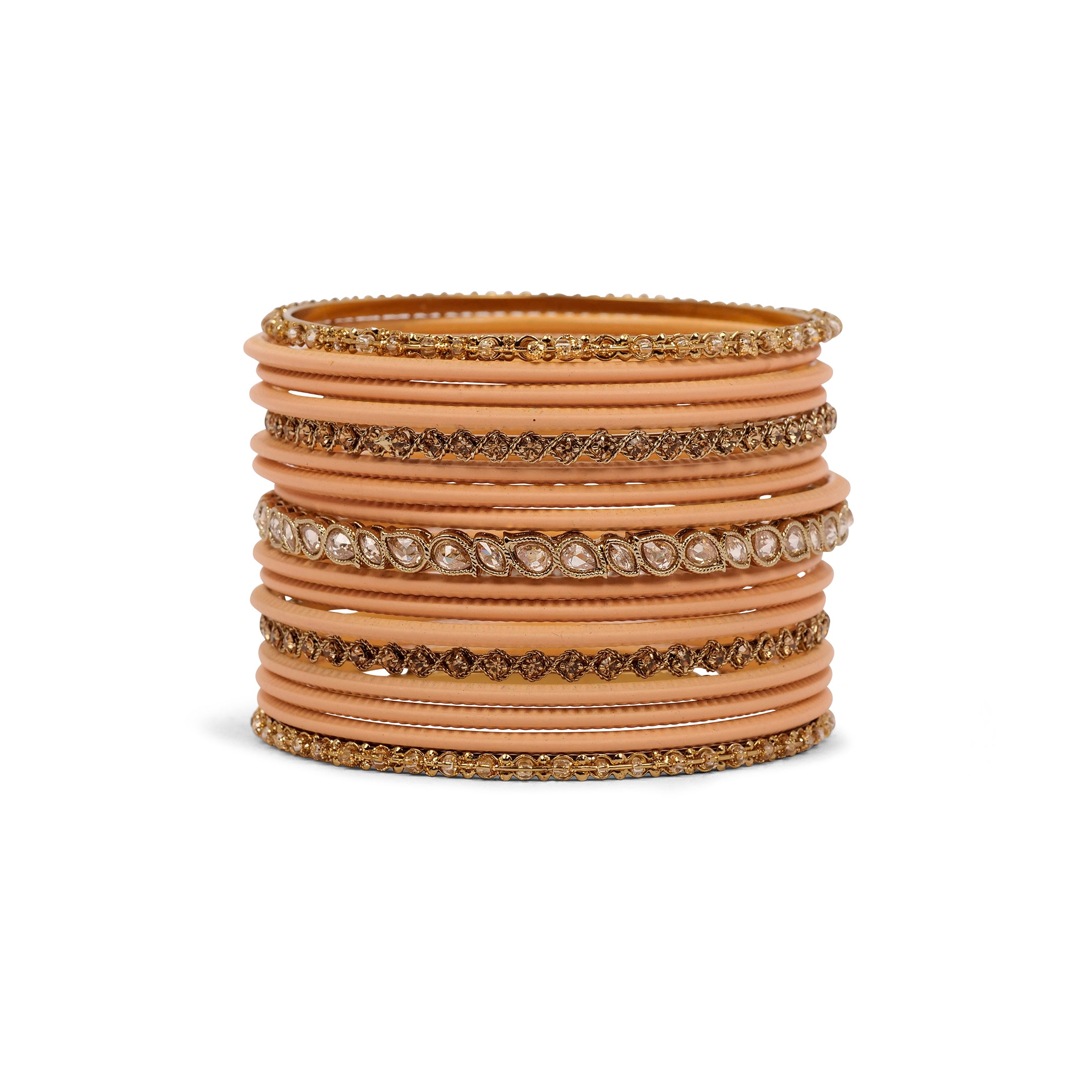 Ethnic Bangle Set in Peach