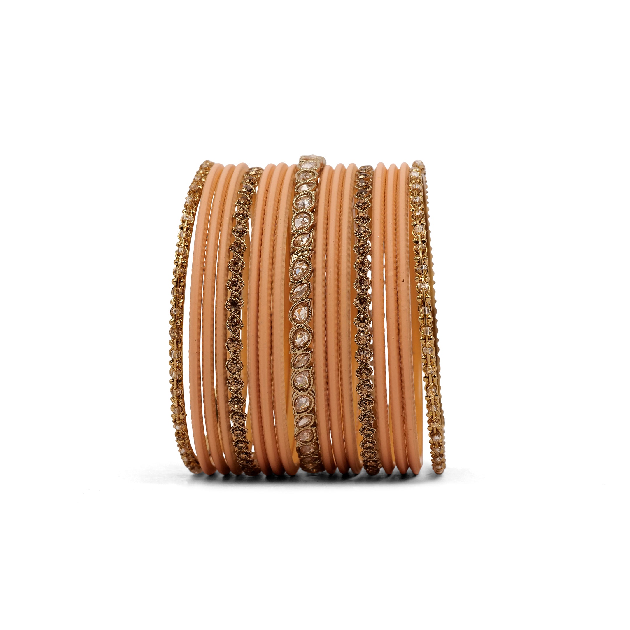 Ethnic Bangle Set in Peach 