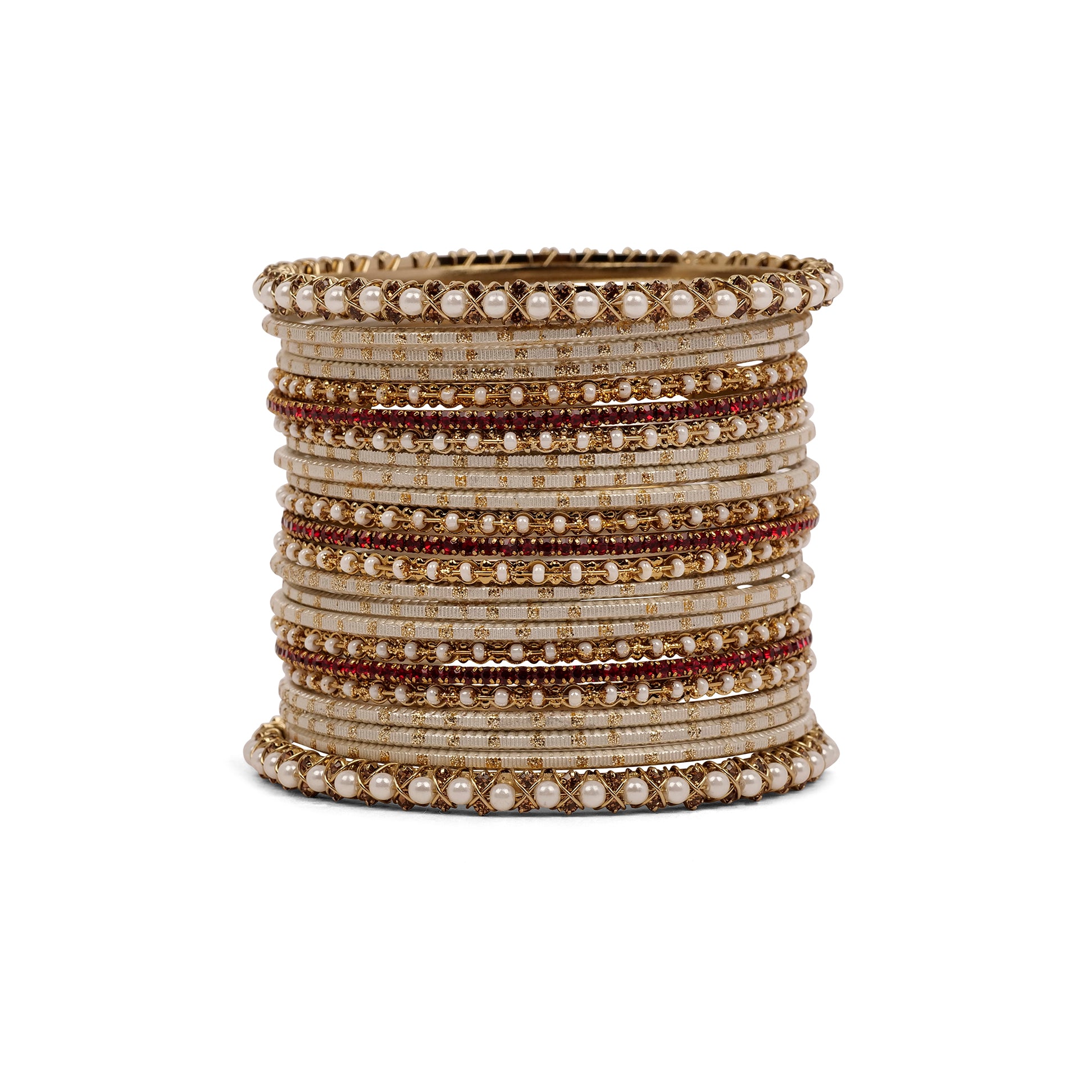 Vintage Pearl Bangle Set in Maroon 