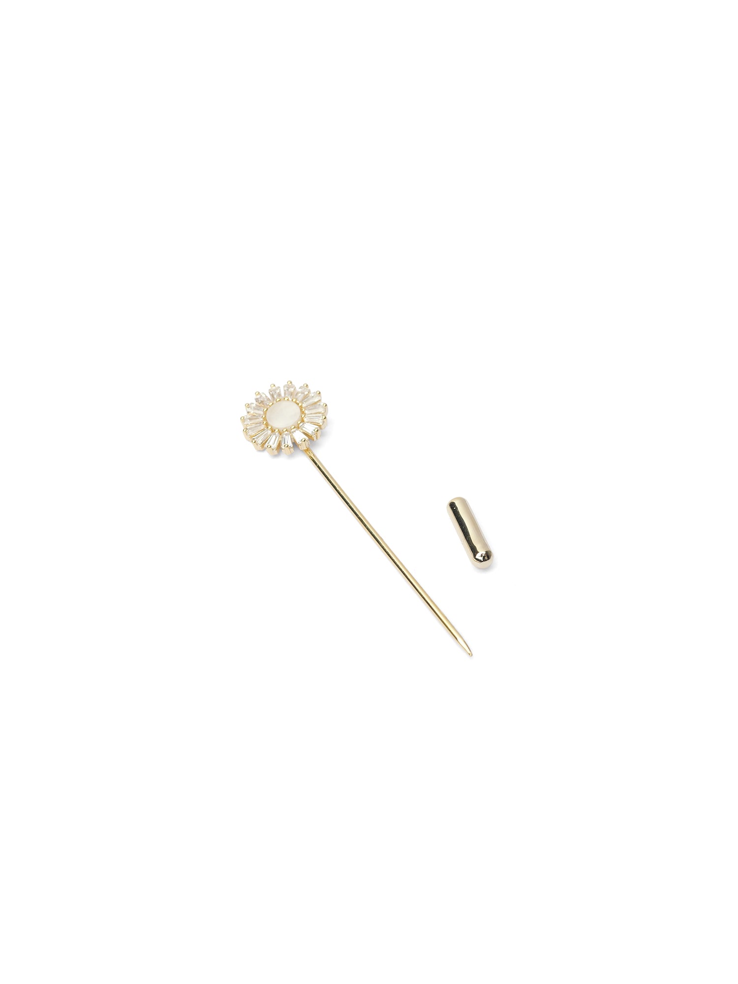 Dahlia Scarf Pin in White and Gold