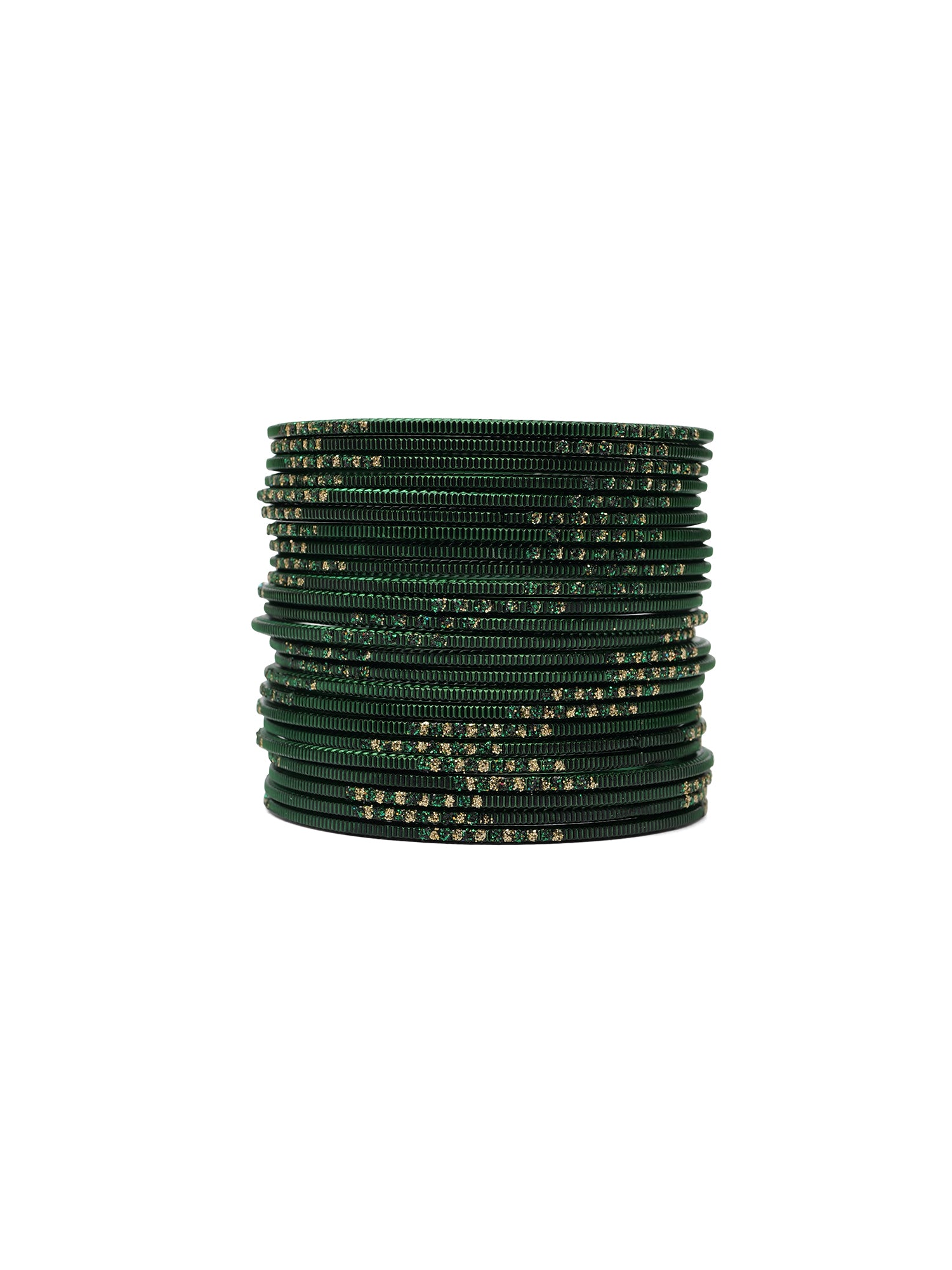 Dark Green Glitter Etched Bangles