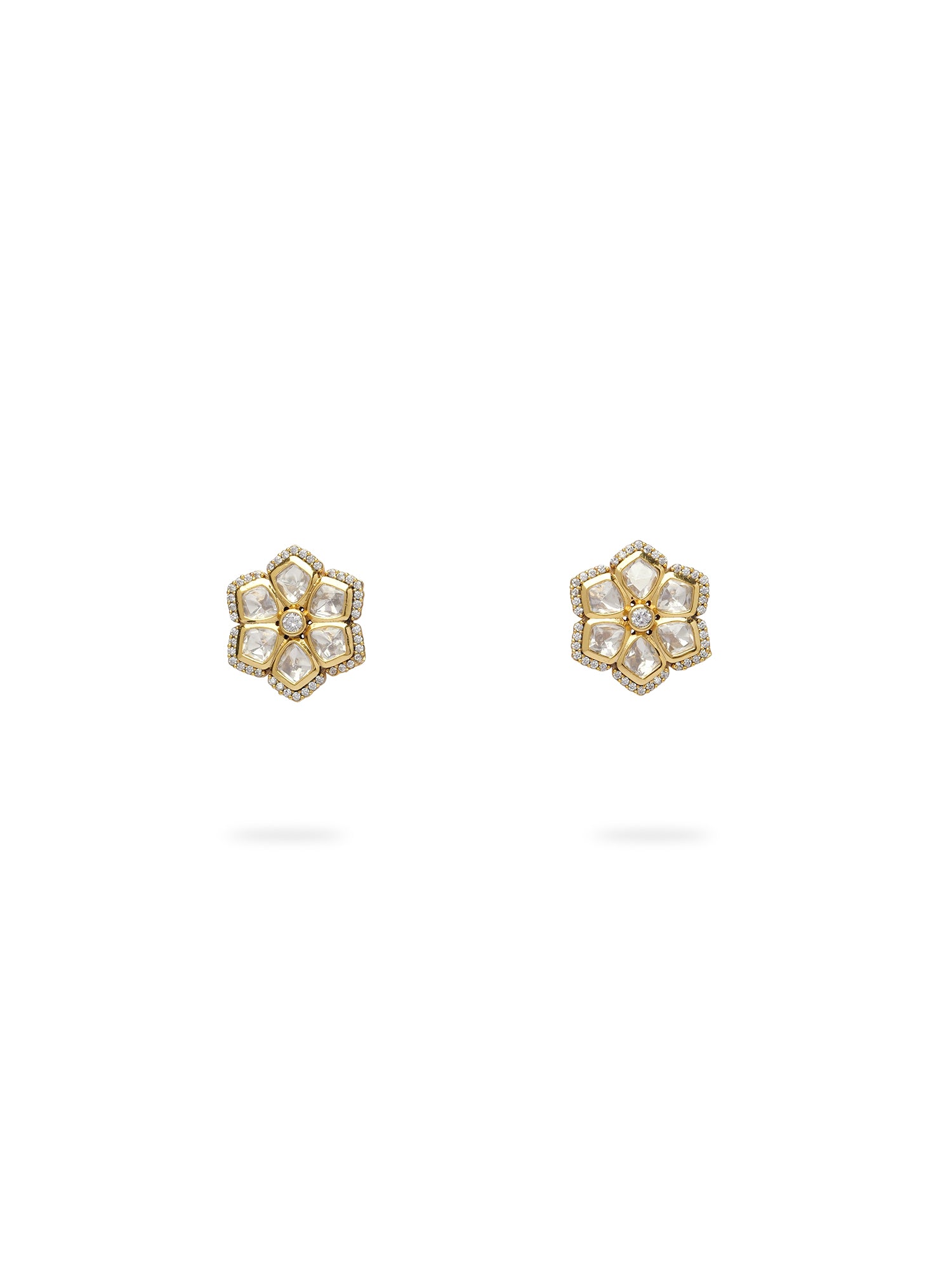 Deepa Kundan Studs in White