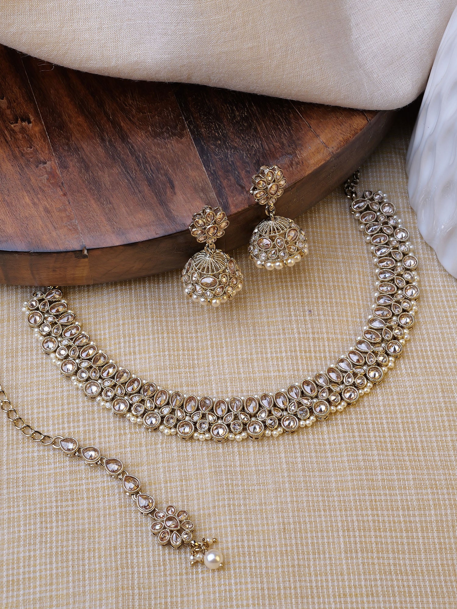 Devani Necklace Set in Champagne and Antique Gold