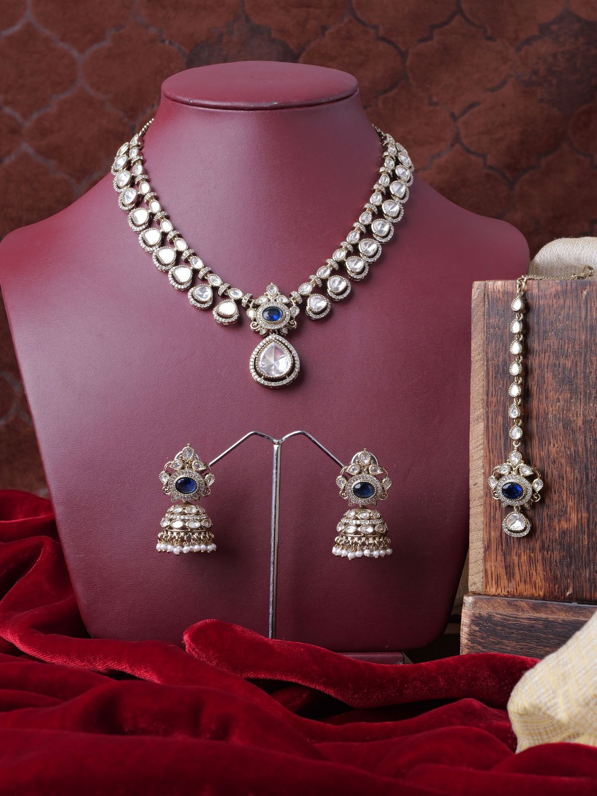 Devi Kundan Necklace Set in Blue