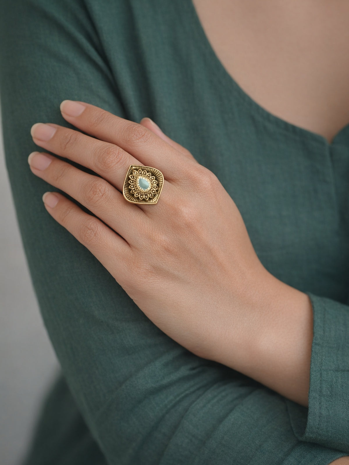 Devika Classic Ring in Light Blue