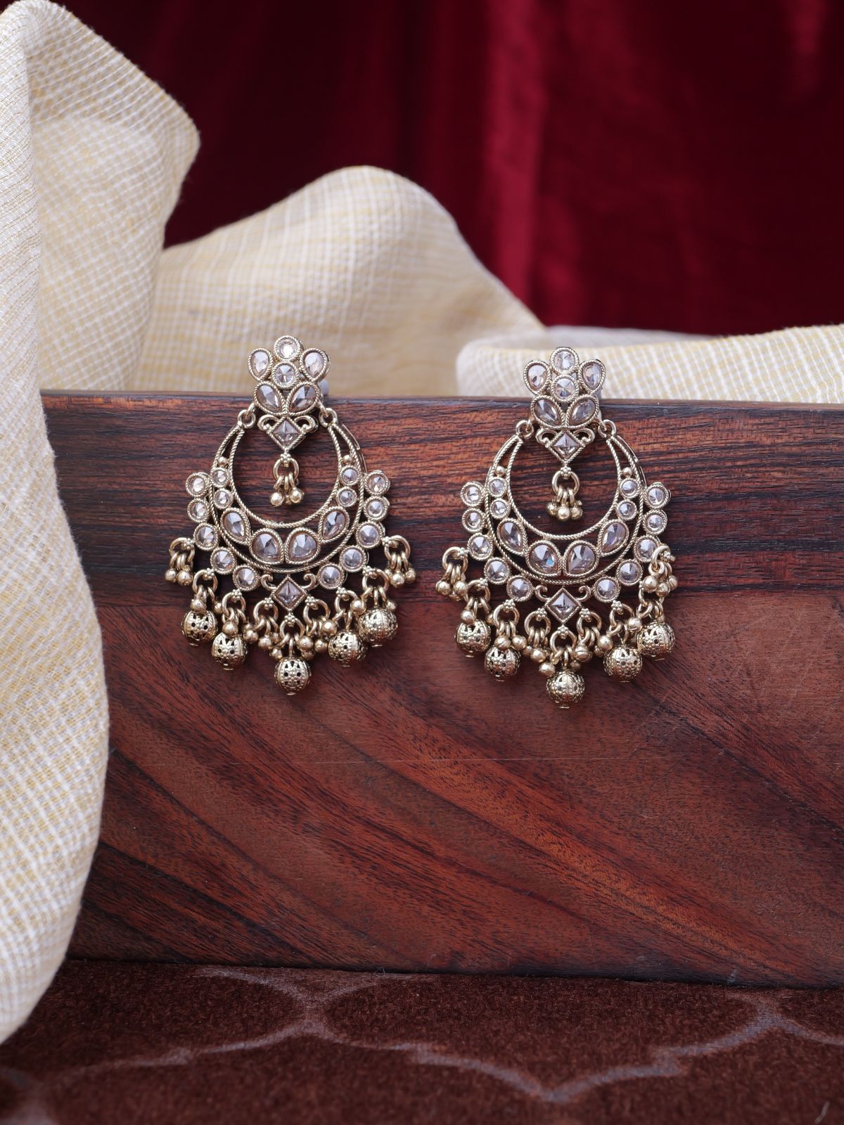 Dipa Chandbali Earrings in Antique Gold