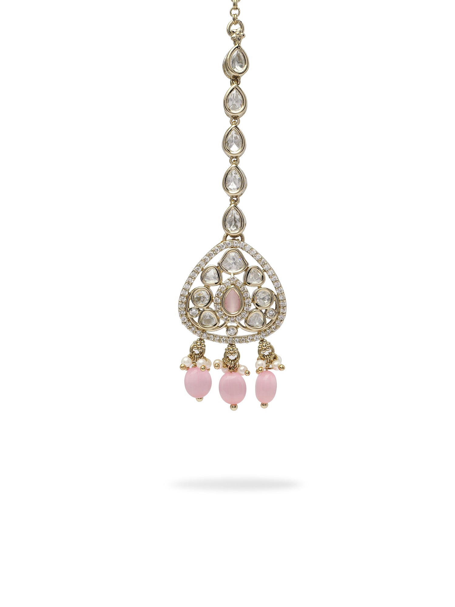 Divya Kundan Maang Tikka in Pink