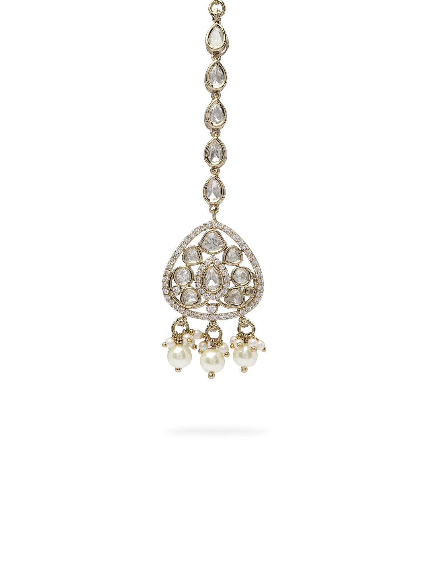 Divya Kundan Maang Tikka in White