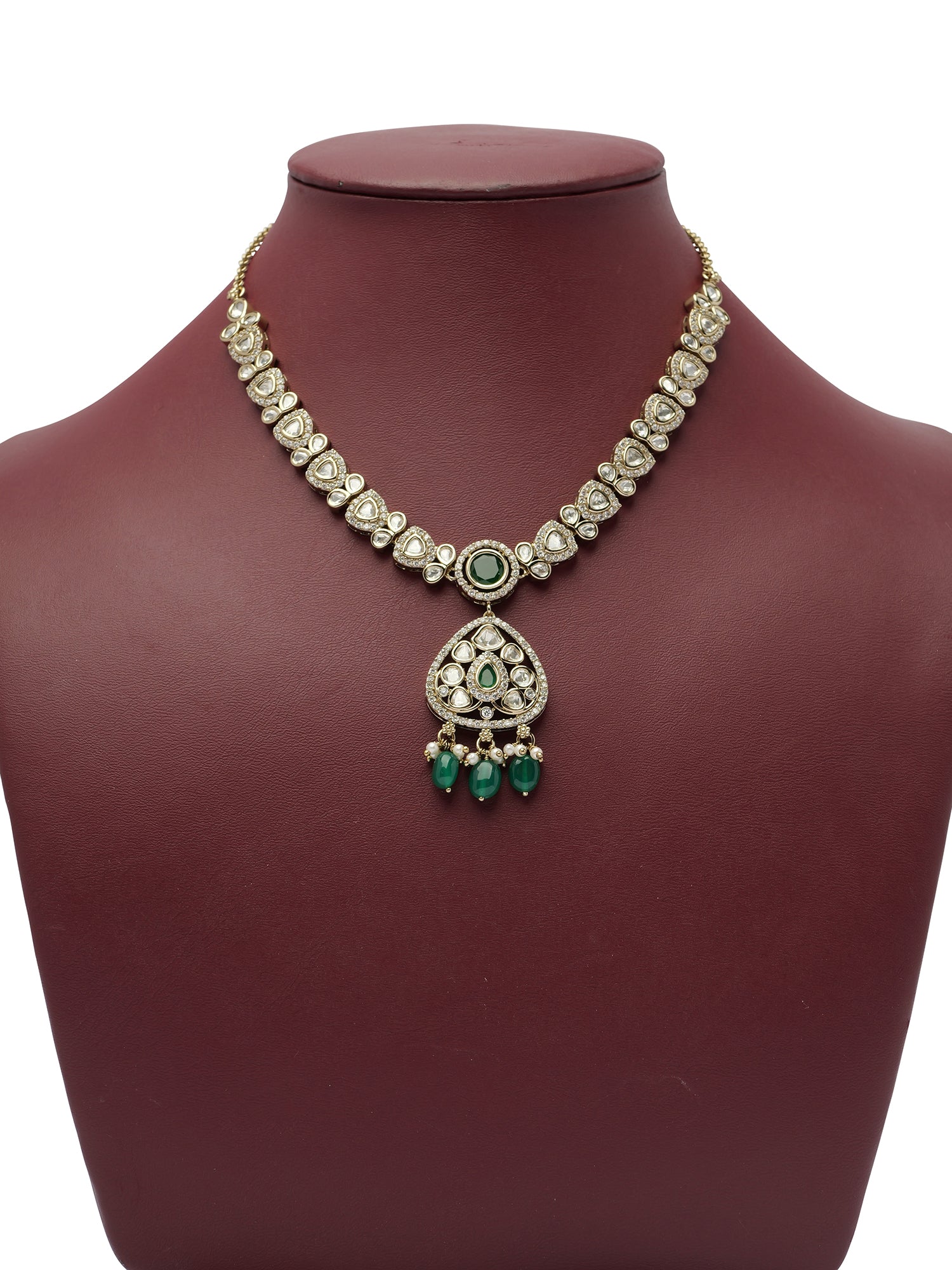 Divya Kundan Necklace Set in Green
