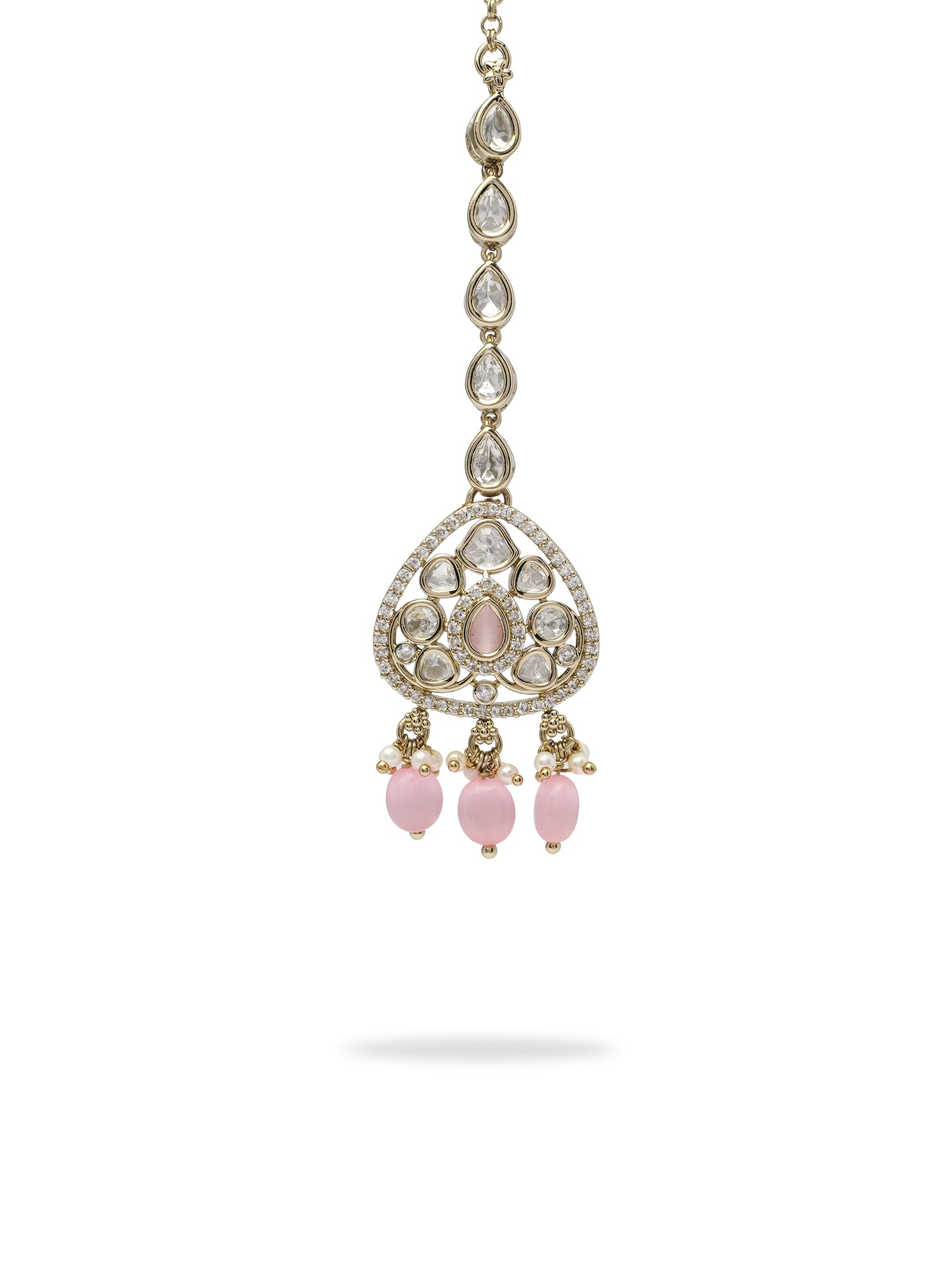 Divya Kundan Necklace Set in Pink