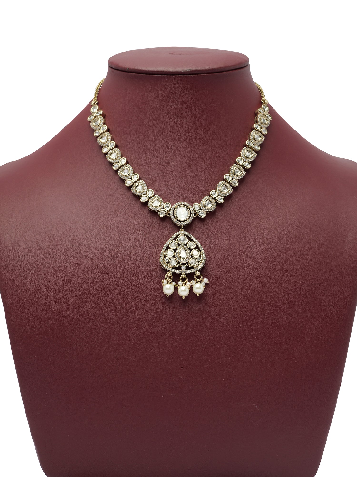Divya Kundan Necklace Set in White