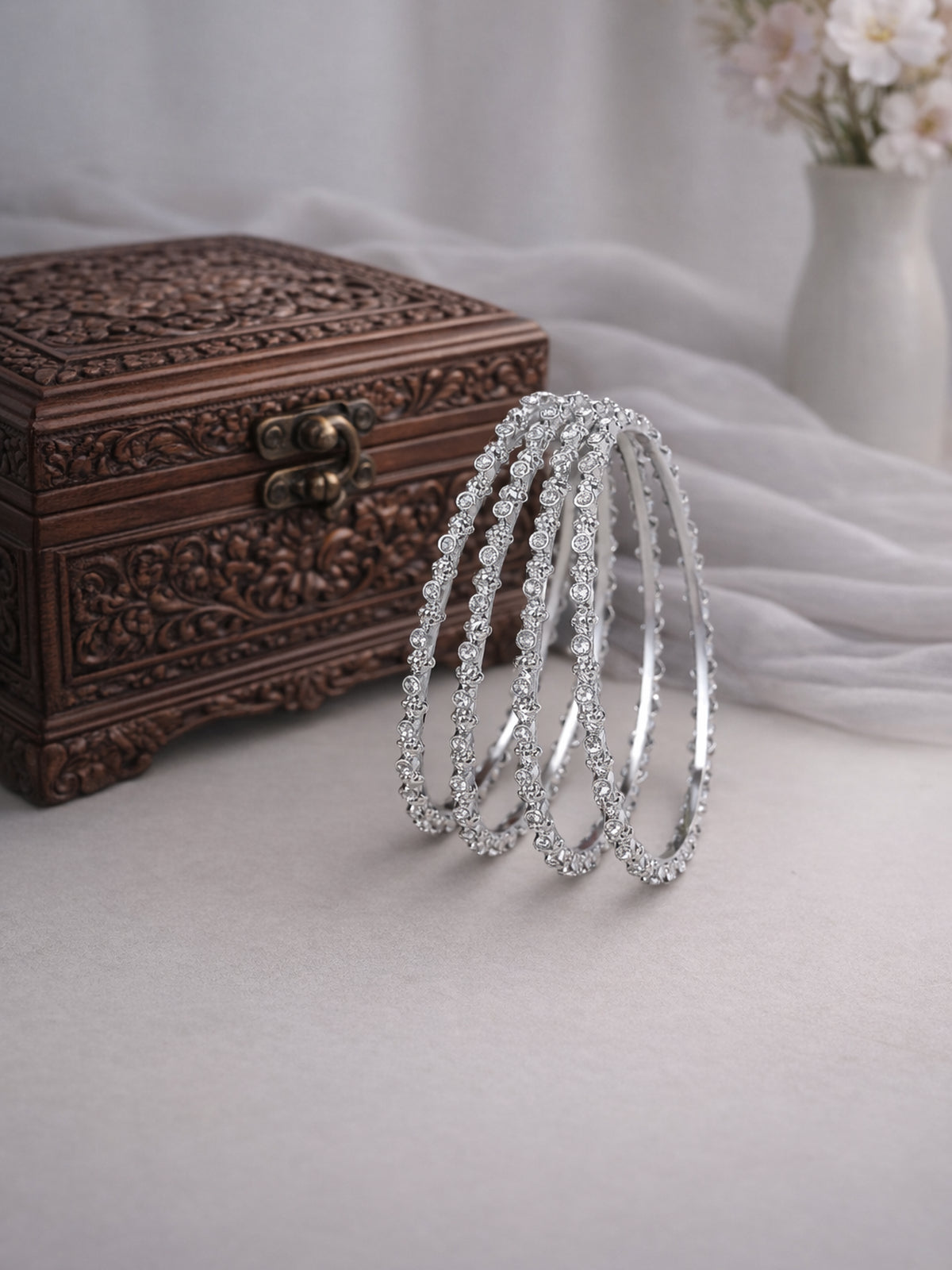 Diya Children's Bangles in Rhodium
