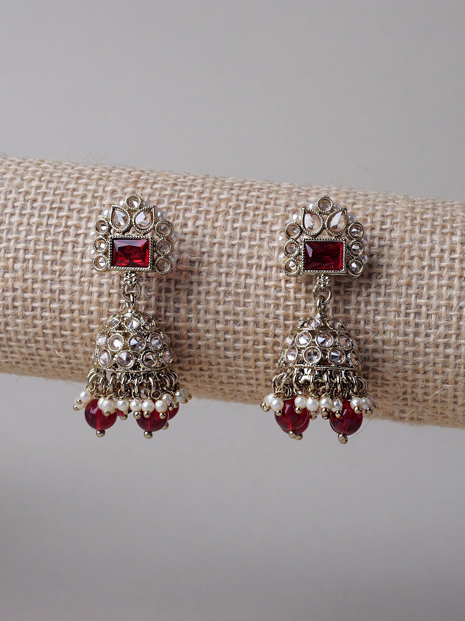 Dulari Necklace Set in Maroon and Antique Gold