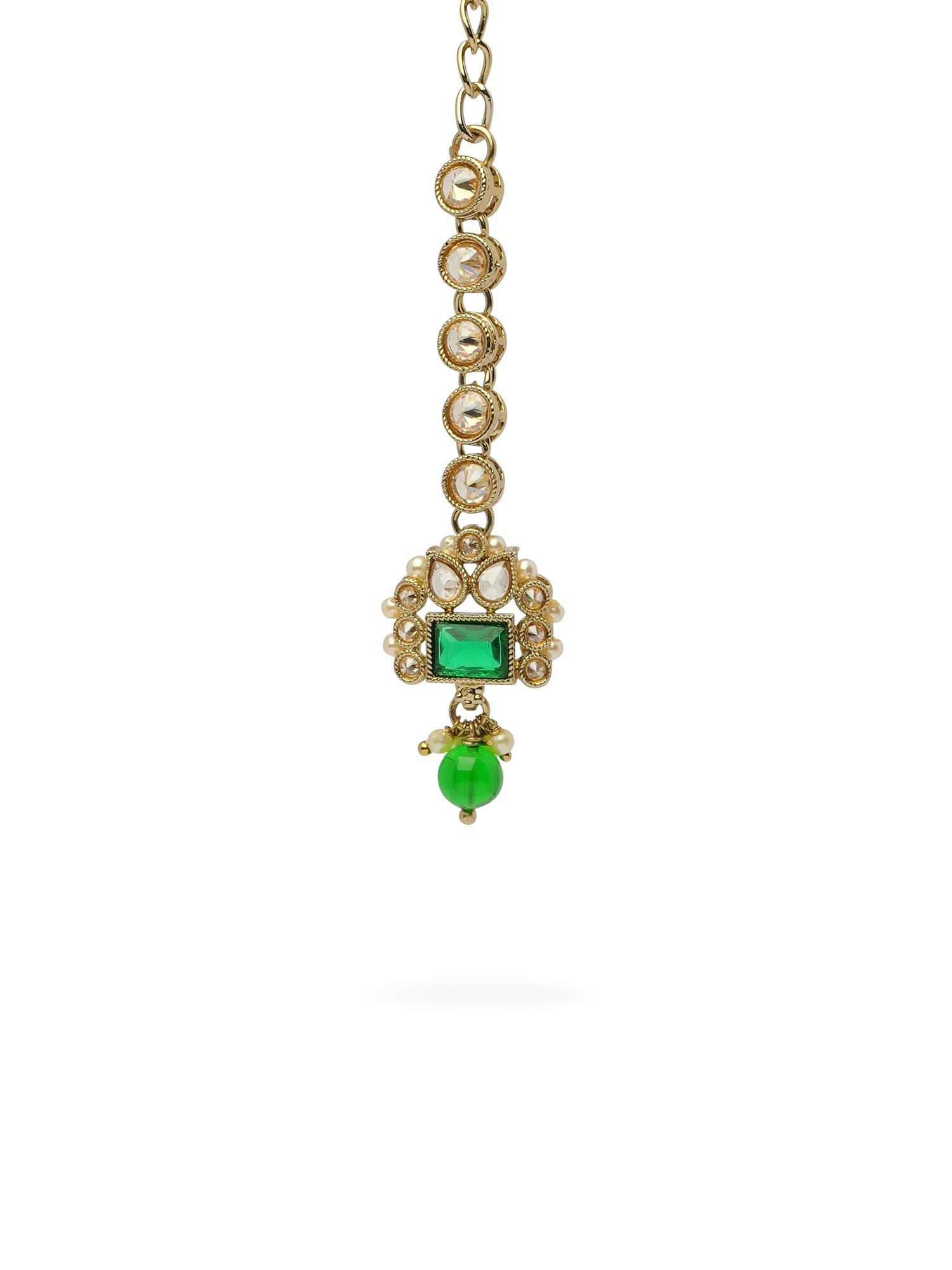 Dulari Necklace Set in Green and Antique Gold