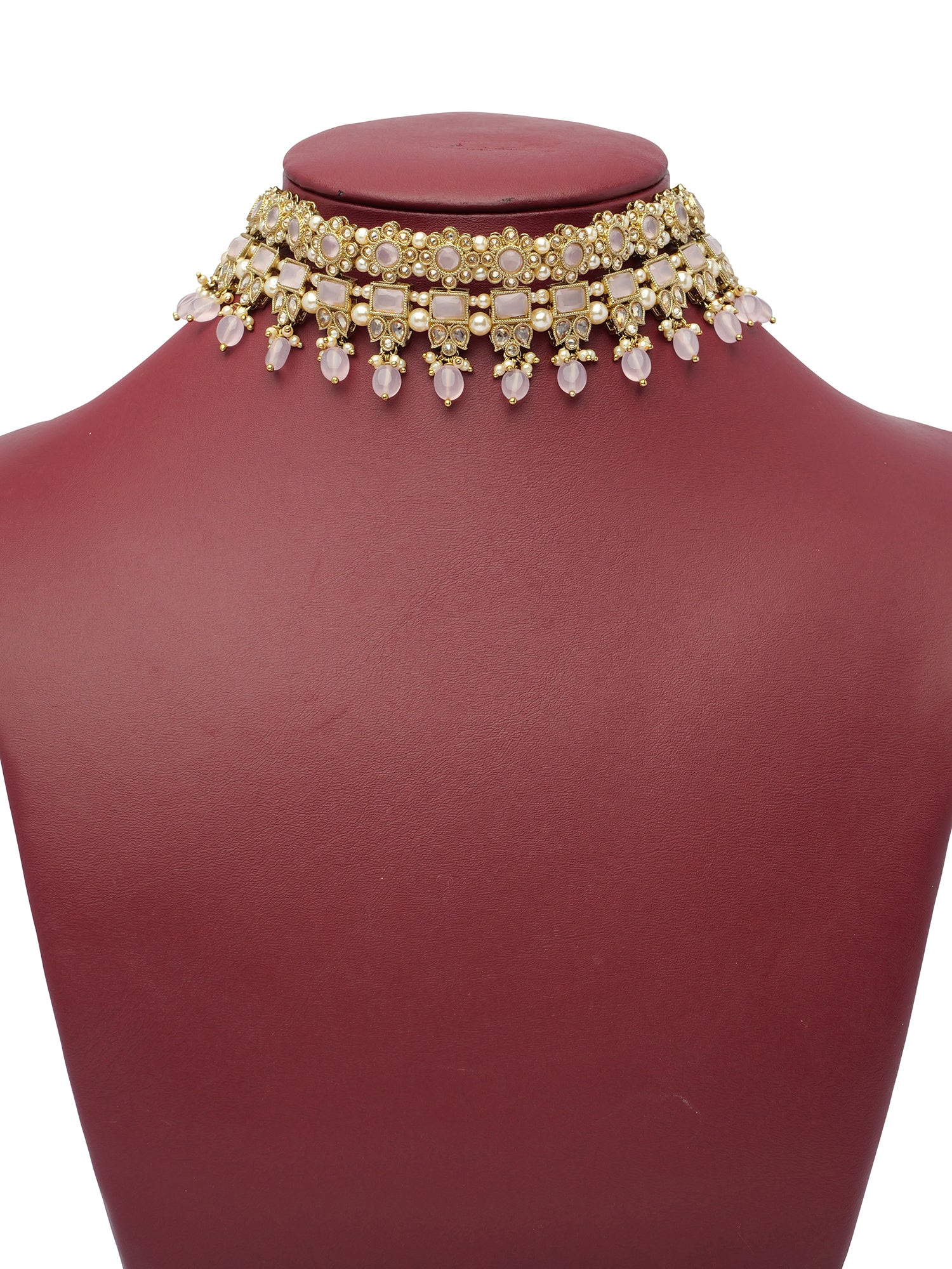 Dulari Necklace Set in Light Pink and Antique Gold