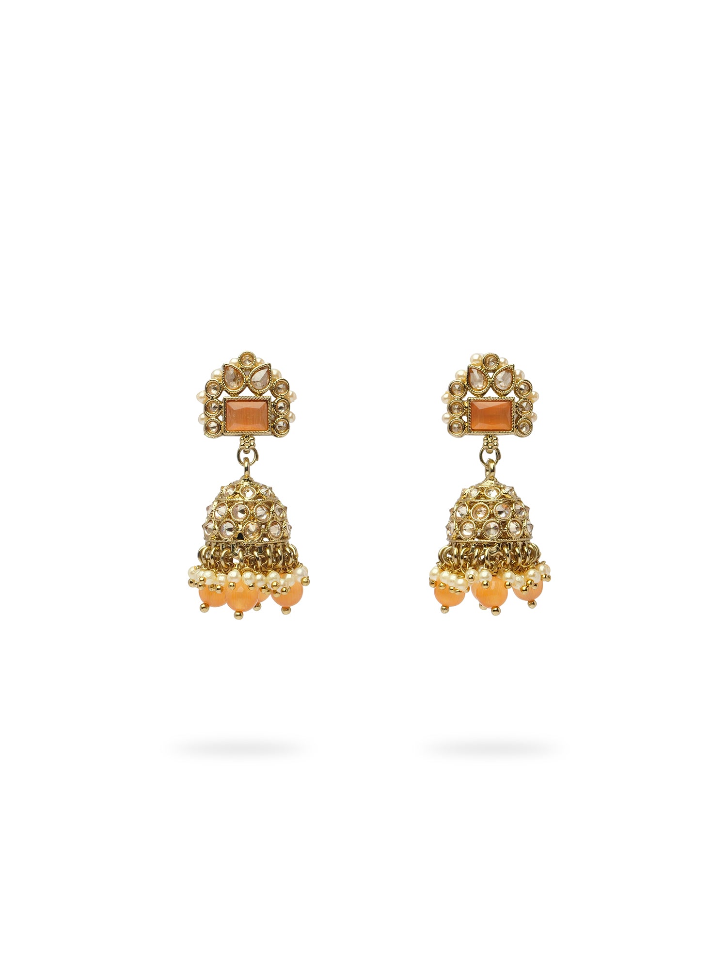 Dulari Necklace Set in Peach and Antique Gold