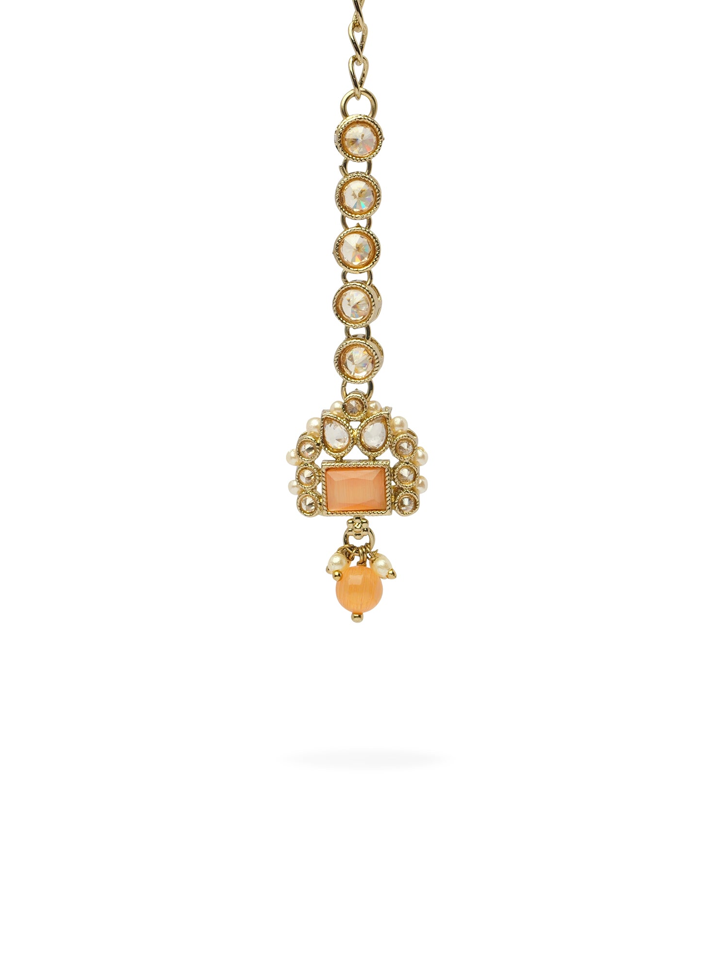 Dulari Necklace Set in Peach and Antique Gold