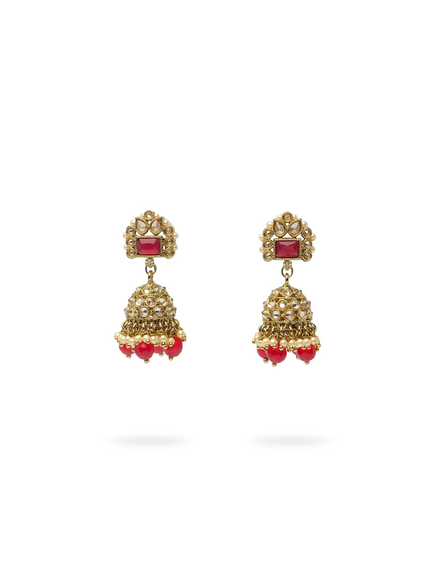 Dulari Necklace Set in Ruby and Antique Gold