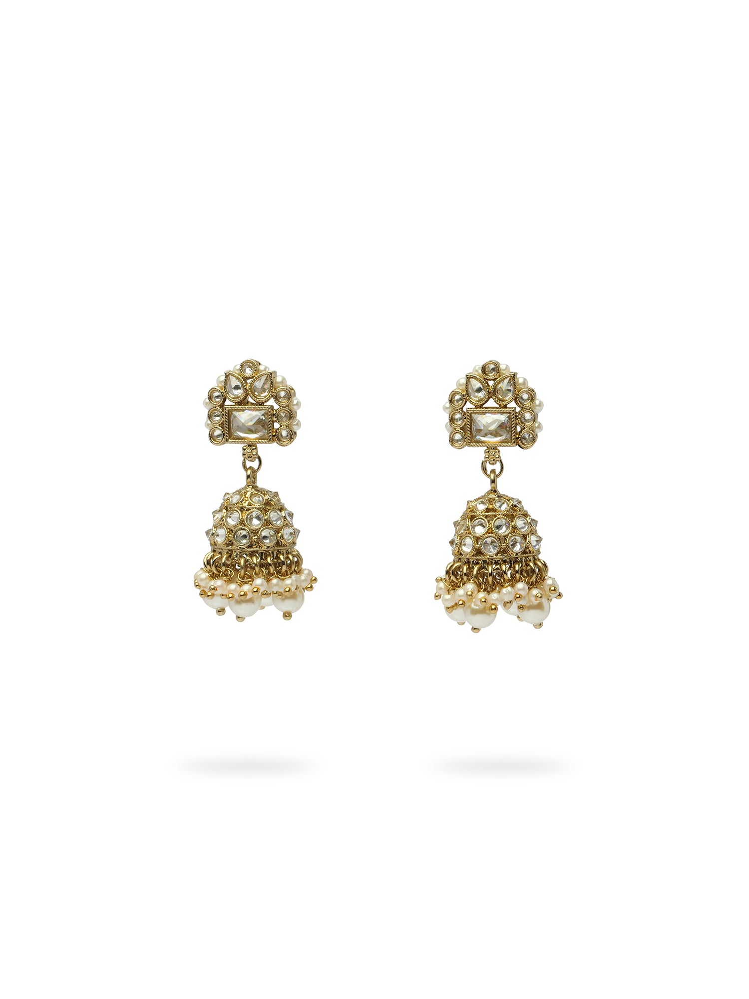 Dulari Necklace Set in White and Antique Gold