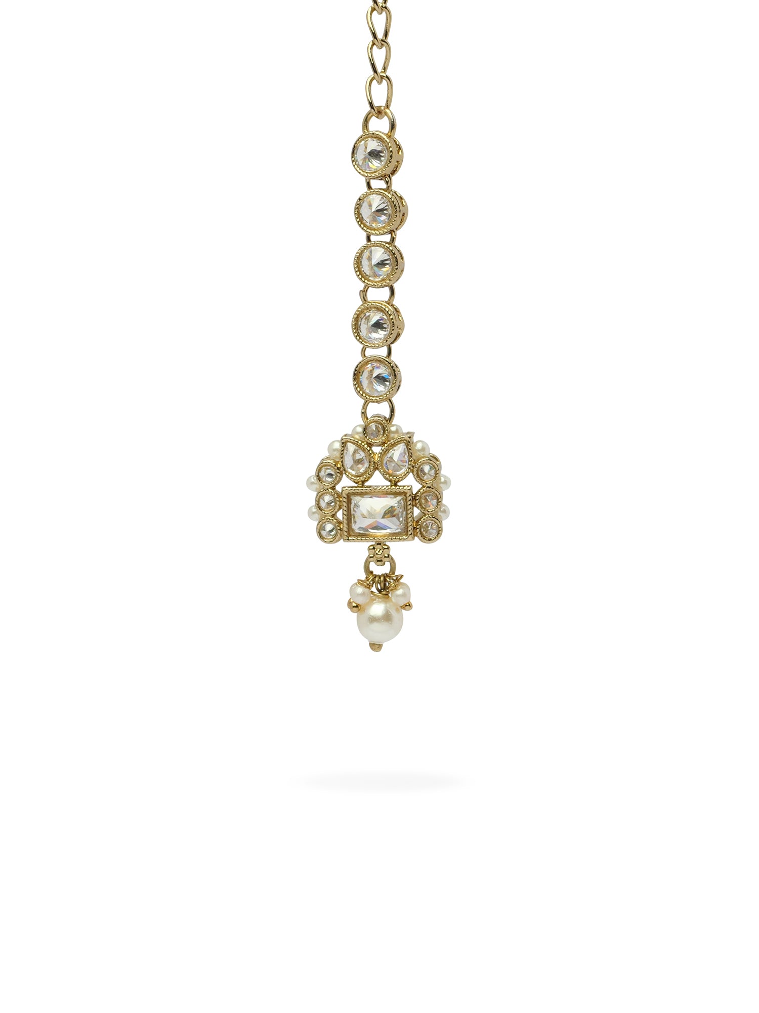 Dulari Necklace Set in White and Antique Gold