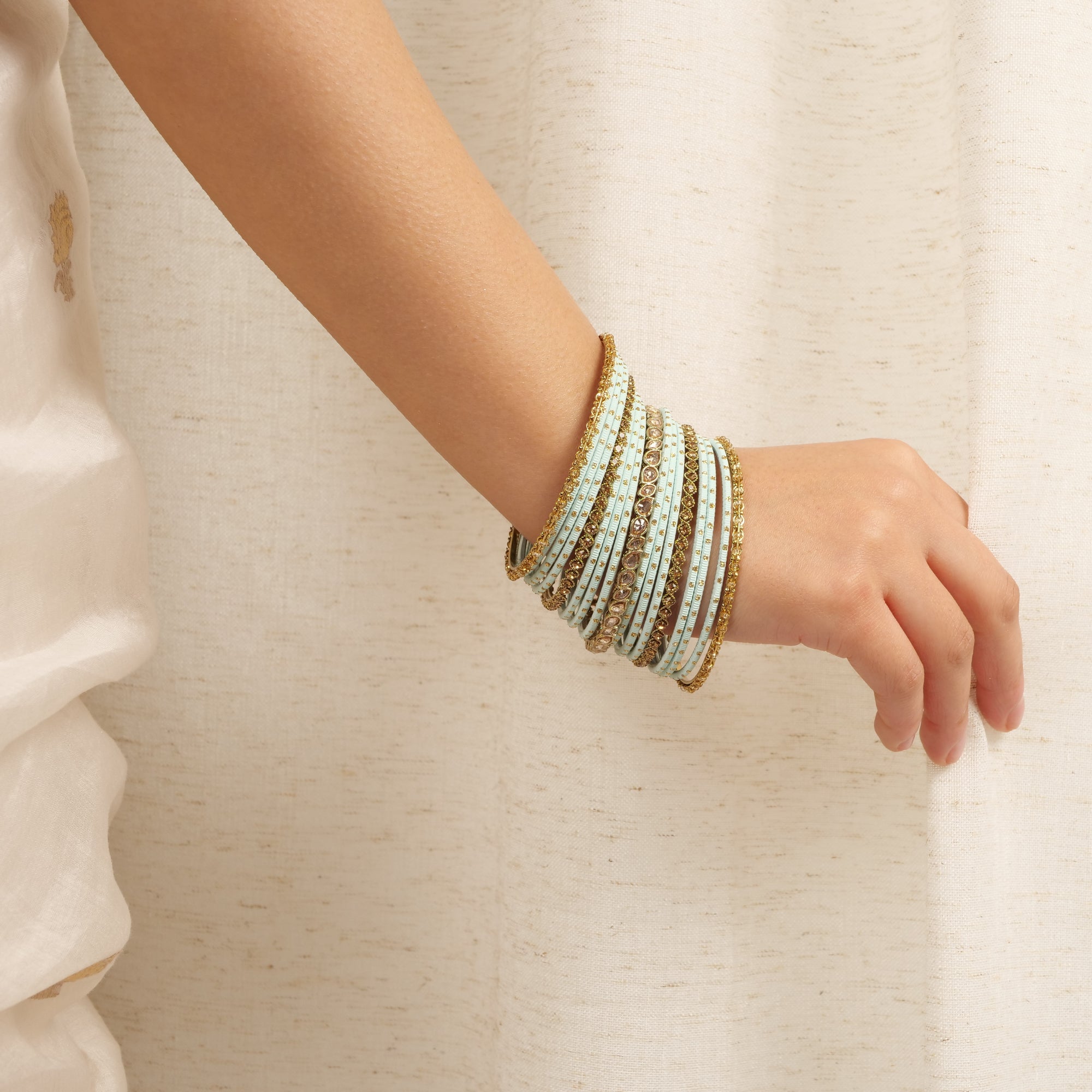 Ethnic Bangle Set in Light Blue